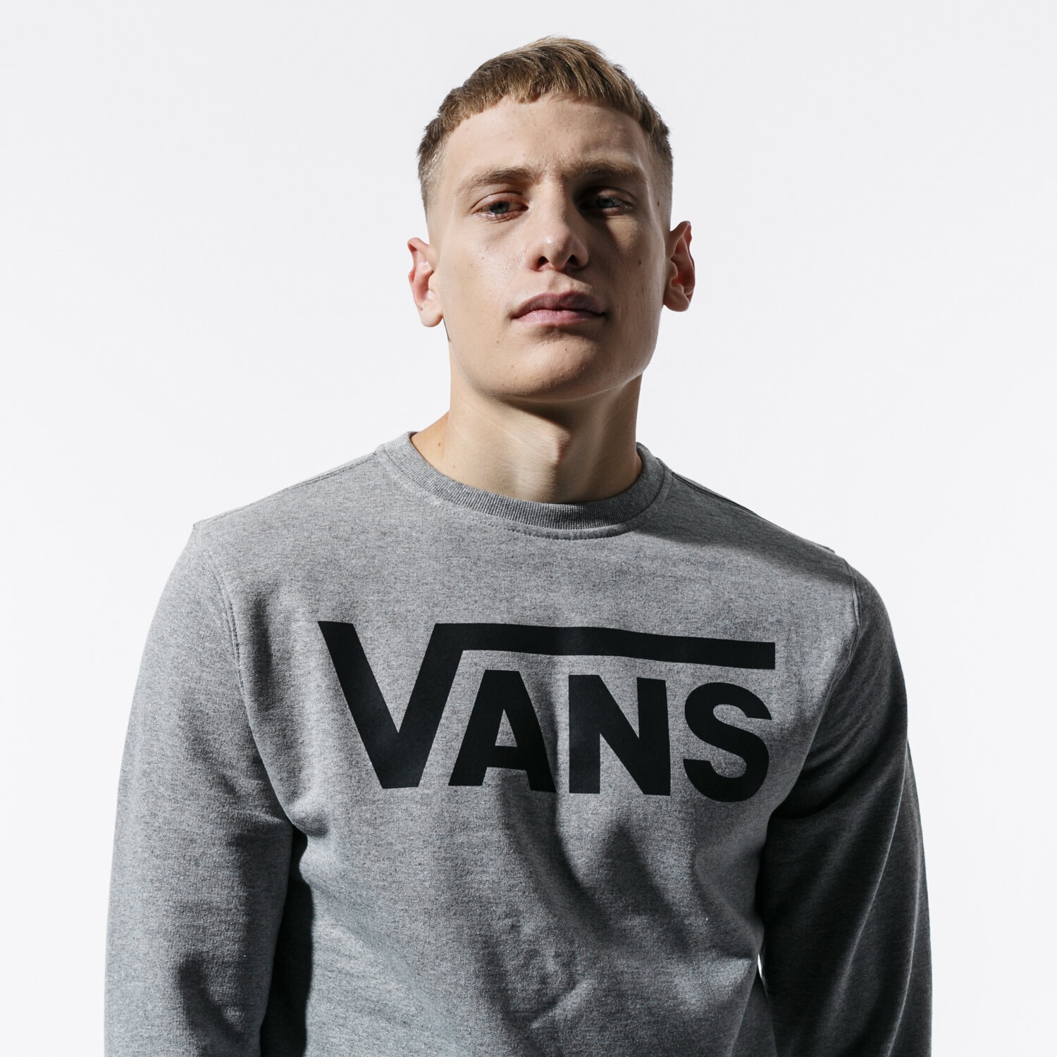 Herren VANS SWEATSHIRT VANS CLASSIC CREW II HEATHER/BLACK VN0A456AADY1 Grau