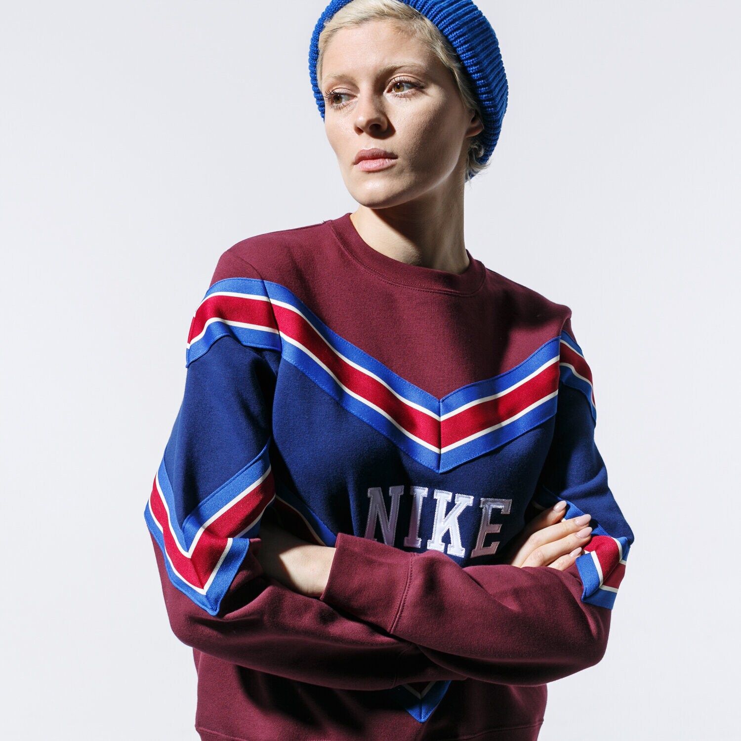 Damen NIKE SWEATSHIRT W NSW NSP CREW FLC BV2920-681 Dunkelrot