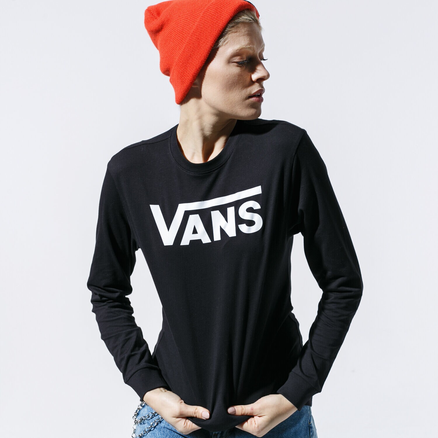 Damen T-Shirt VANS T-SHIRT FLYING V LS VN0A3ULGBLK1 Schwarz