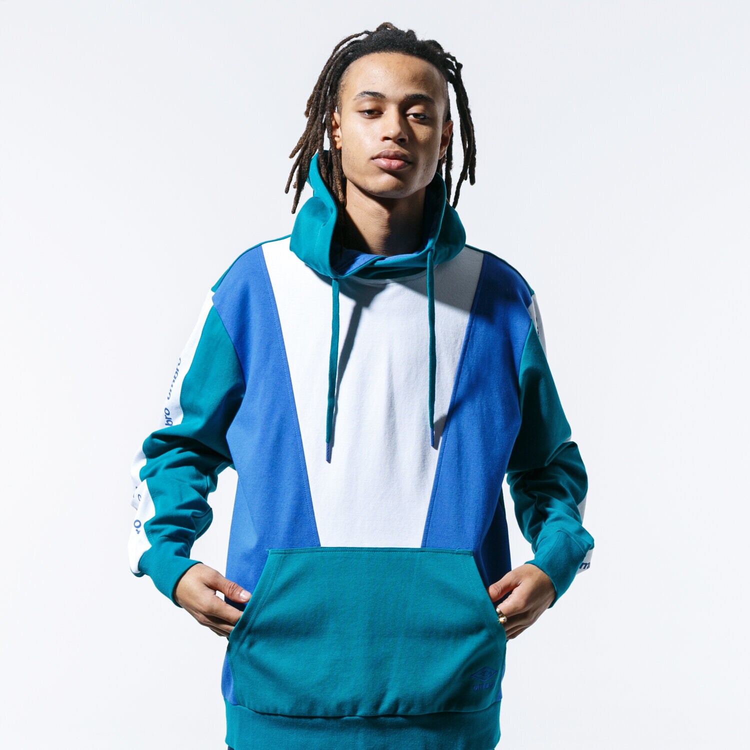 Herren UMBRO HOODIE RETRO HOODY BLU/WHT/GRN UL39BLM81002 Grün