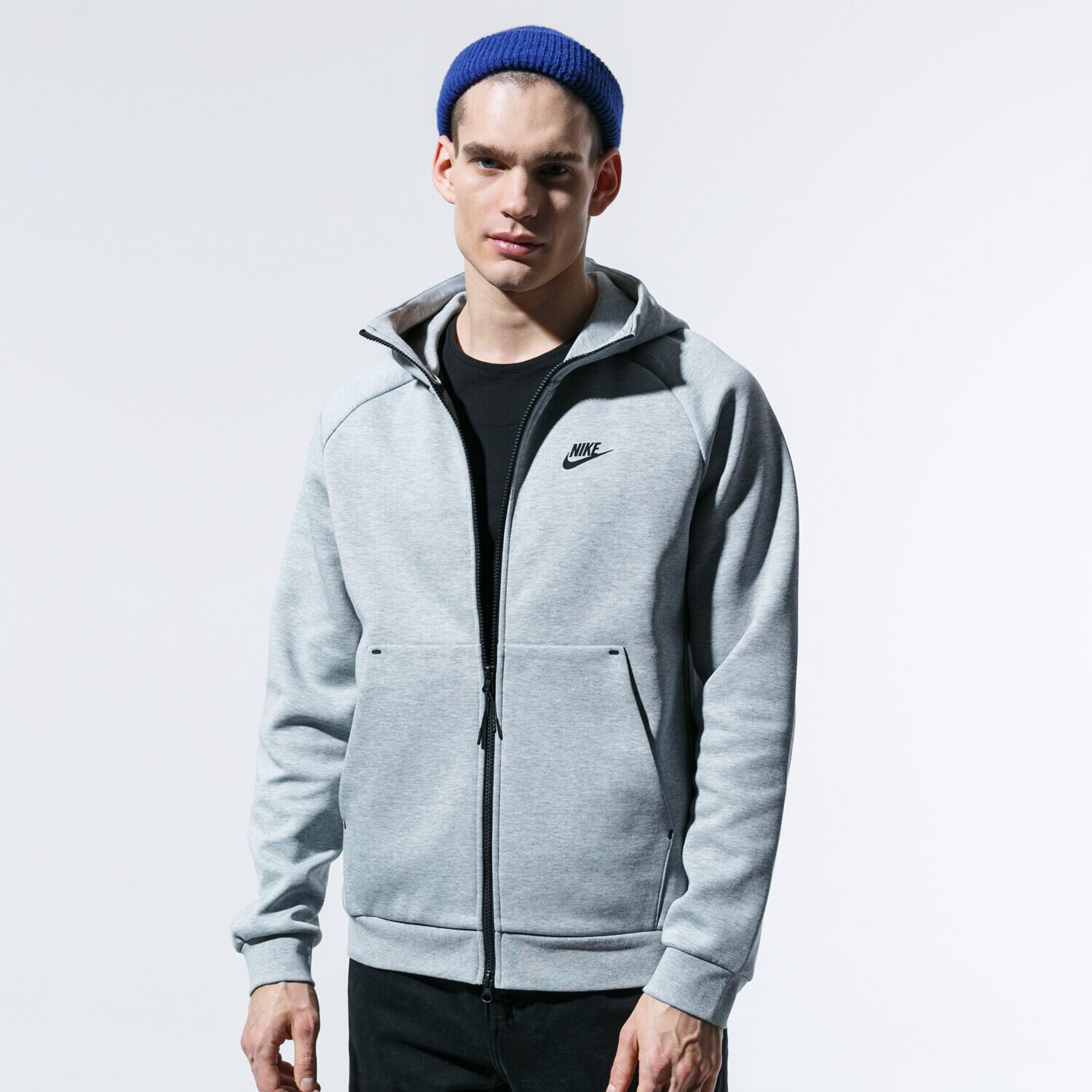 Herren NIKE SWEATSHIRT MIT REIßVERSCHLUSS Z KAPTUREM   M NSW PE HOO BV3701-063 Grau