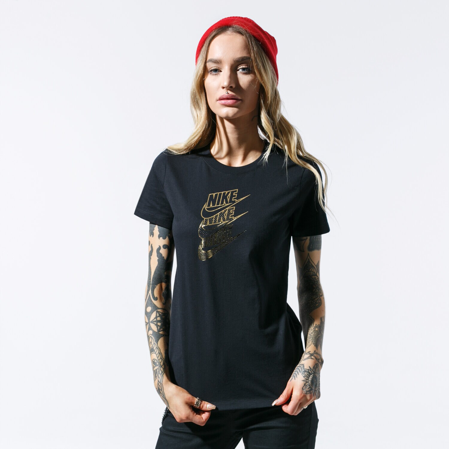 Damen T-Shirt NIKE T-SHIRT W NSW TEE STMT SHINE CD7427-010 Schwarz