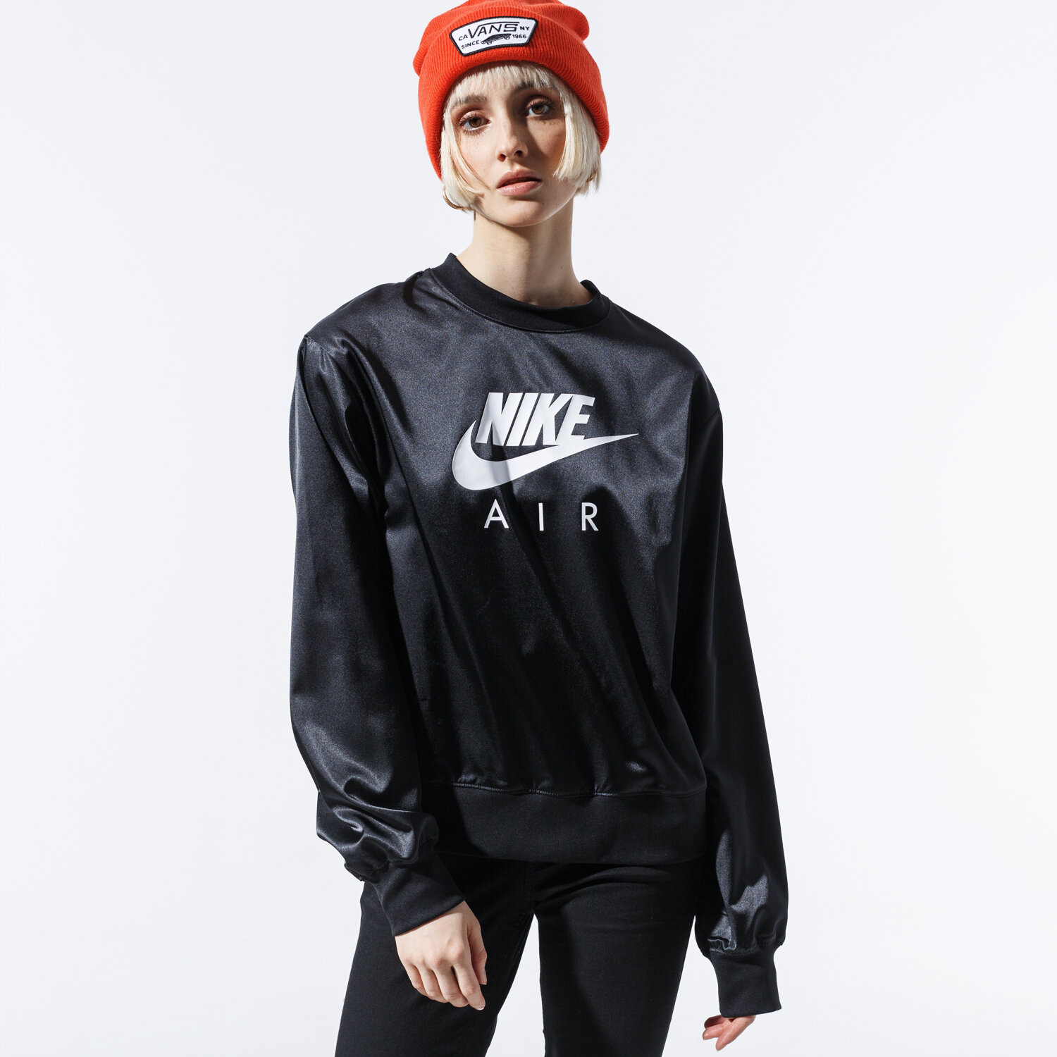 Damen NIKE SWEATSHIRT W NSW AIR CREW SATIN BV5130-010 Schwarz