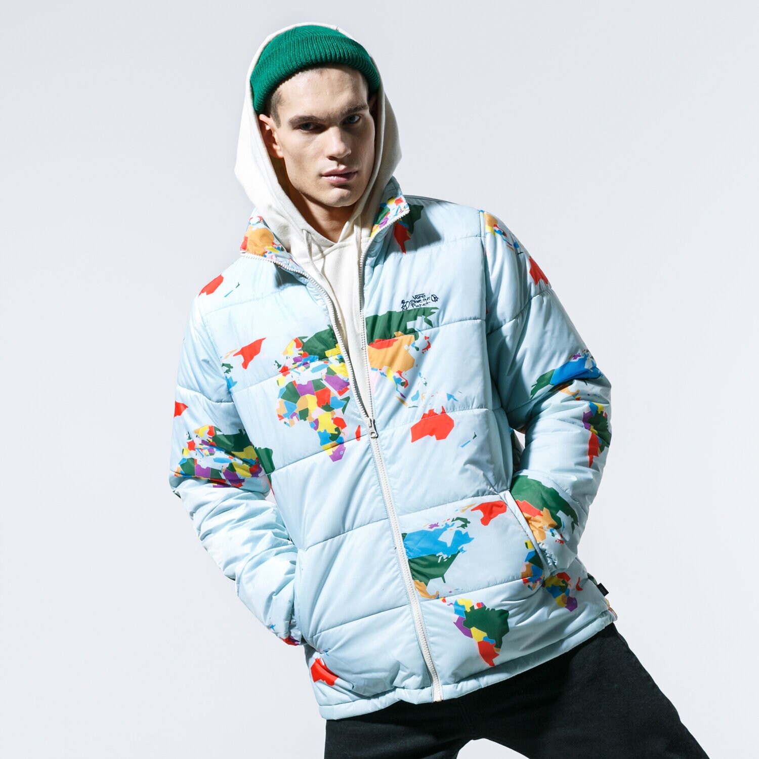 Herren Winterjacke VANS DAUNENJACKE MN SAVE OUR PLANET P BLUE SAVE OUR P VN0A49NQZSD1 Multicolor