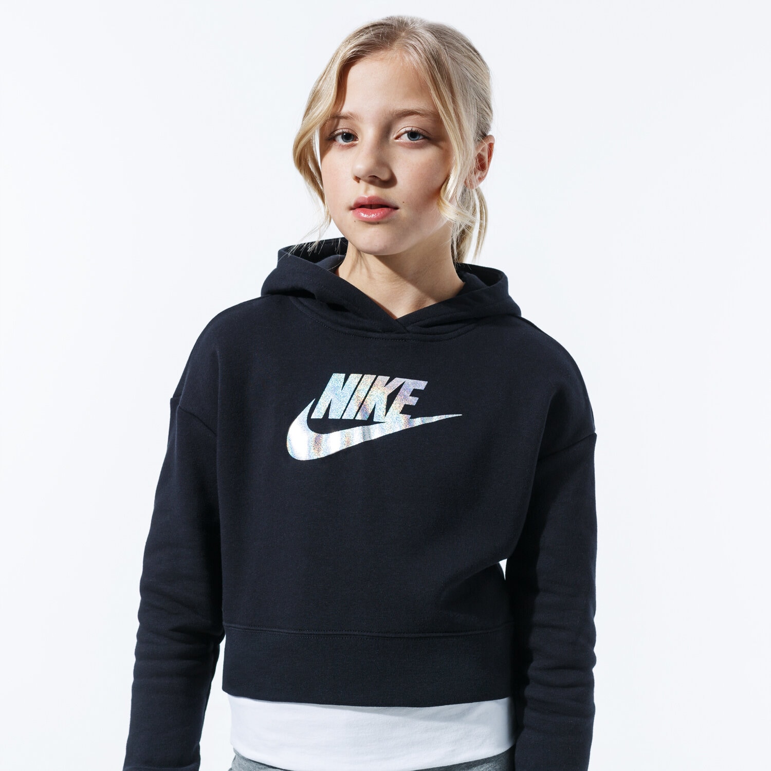 Kinder NIKE SWEATSHIRT G NSW FF CROP CQ4225-010 Schwarz