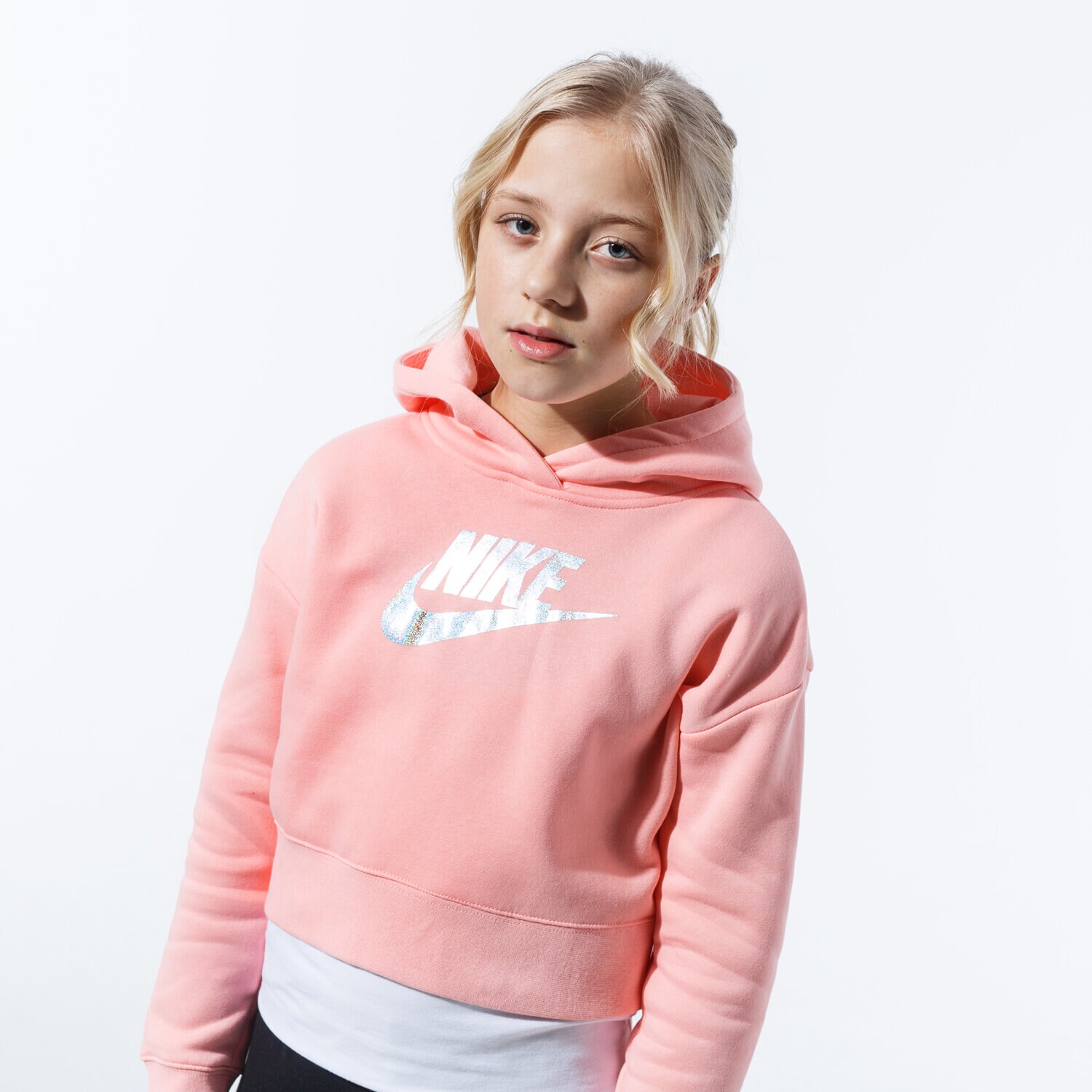 Kinder NIKE SWEATSHIRT G NSW FF CROP CQ4225-697 Rosa