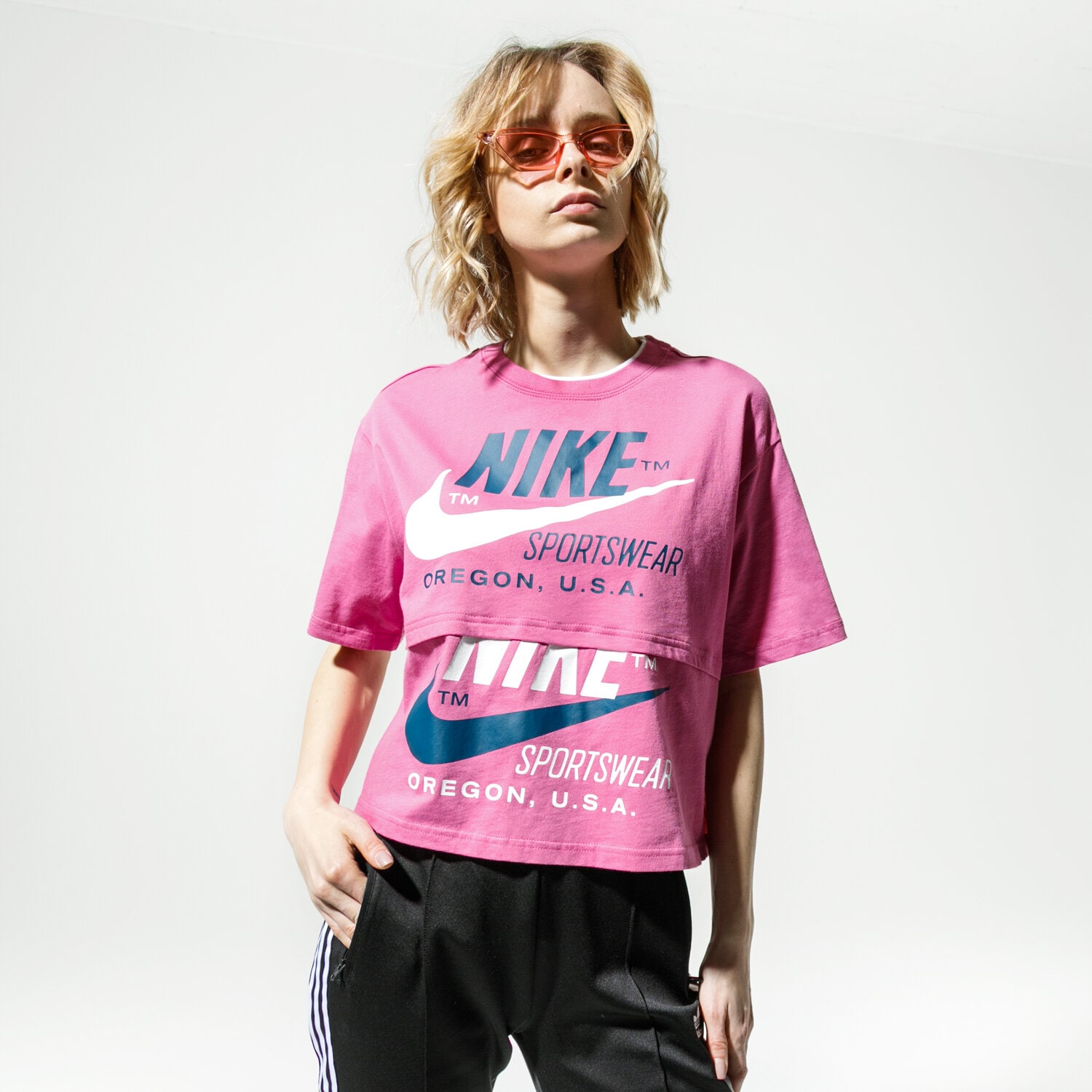 Damen T-Shirt NIKE T-SHIRT W NSW ICN CLSH SS TOP CJ2040-691 Rosa