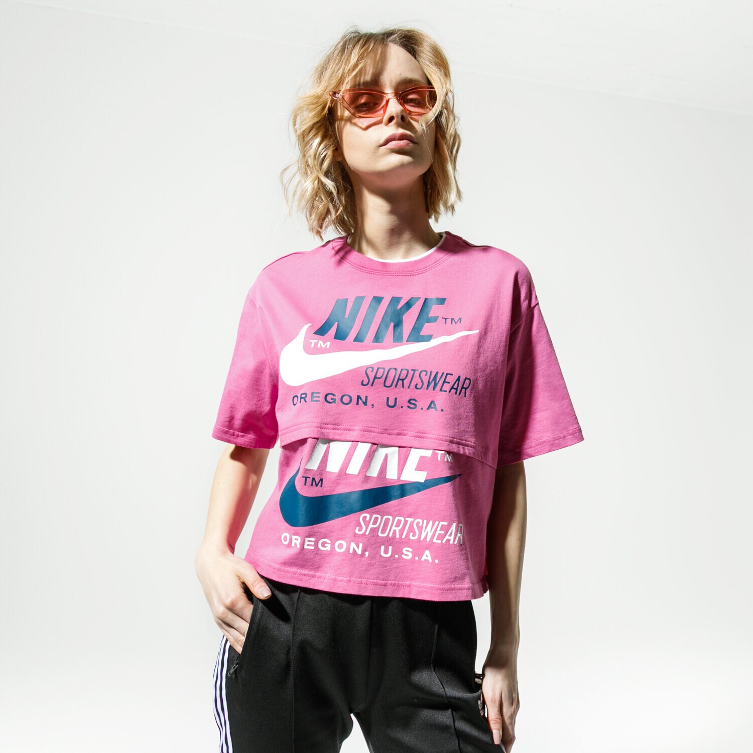 Damen T-Shirt NIKE T-SHIRT W NSW ICN CLSH SS TOP CJ2040-691 Rosa