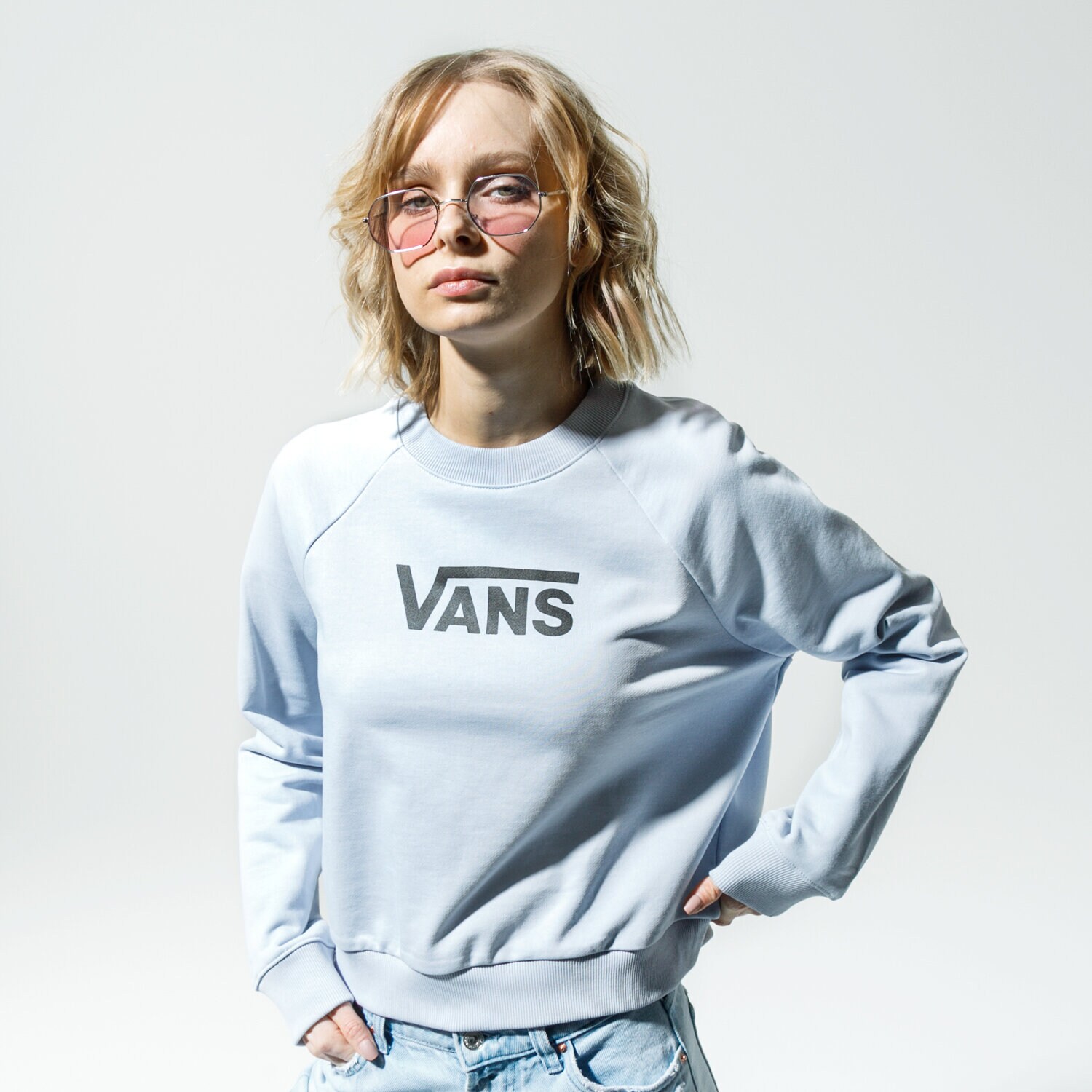 Damen VANS SWEATSHIRT WM FLYING V FT BOXY CREW ZEN BLUE VN0A47THVBY1 Blau