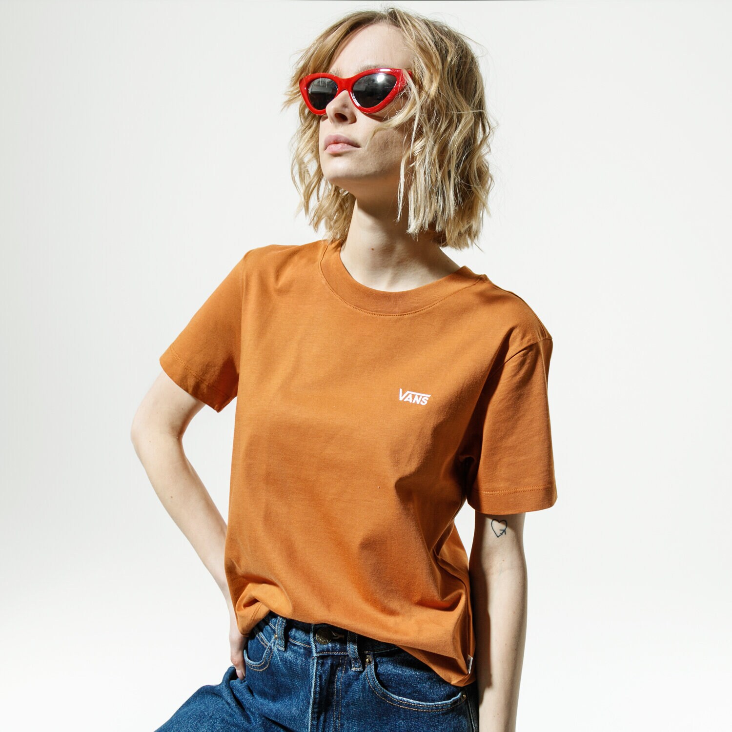 Damen T-Shirt VANS T-SHIRT WM JUNIOR V BOXY ADOBE VN0A4MFLVWQ1 Braun