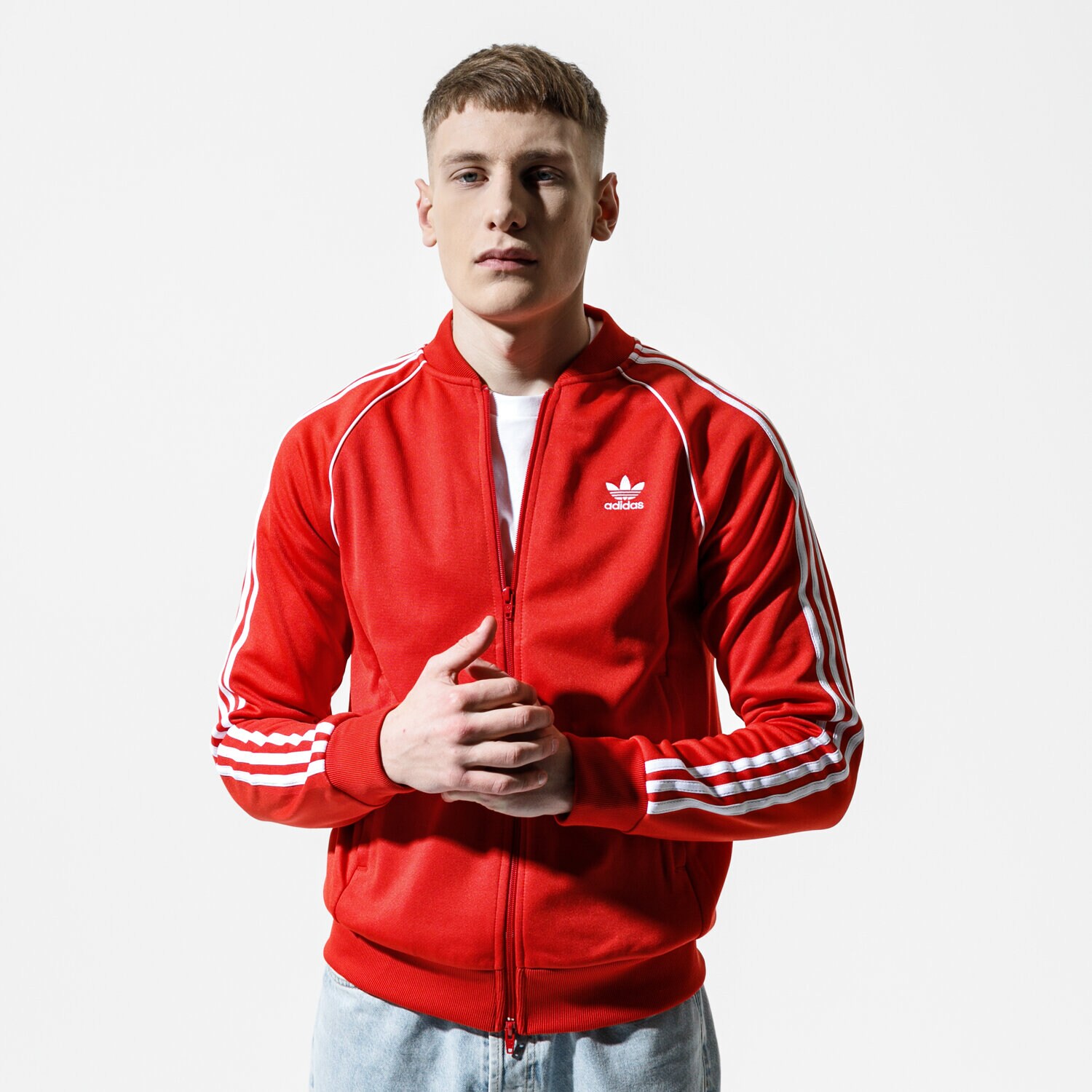 Herren ADIDAS SWEATSHIRT MIT REIßVERSCHLUSS SST TT FM3809 Rot