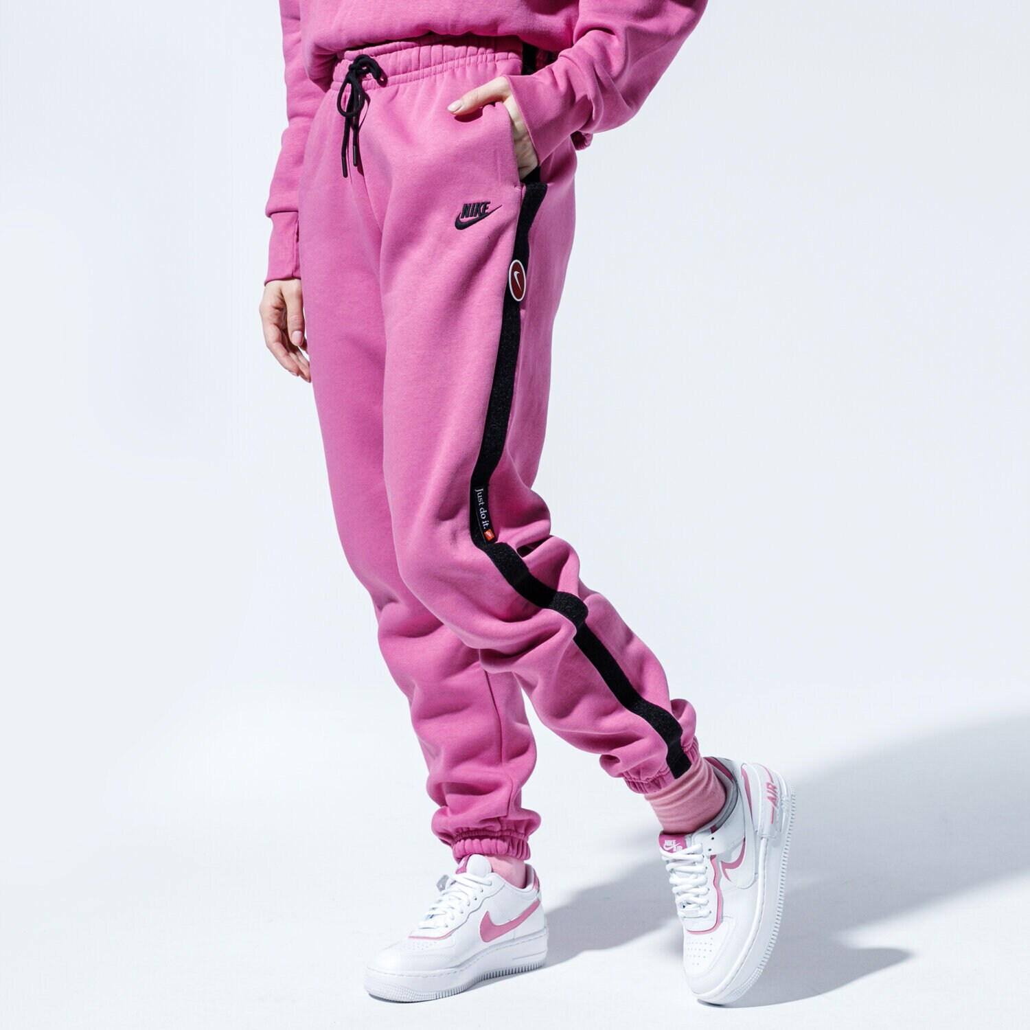 Damen Hosen NIKE HOSE W NSW ICN CLSH FLC PANT BB CJ2036-691 Rosa