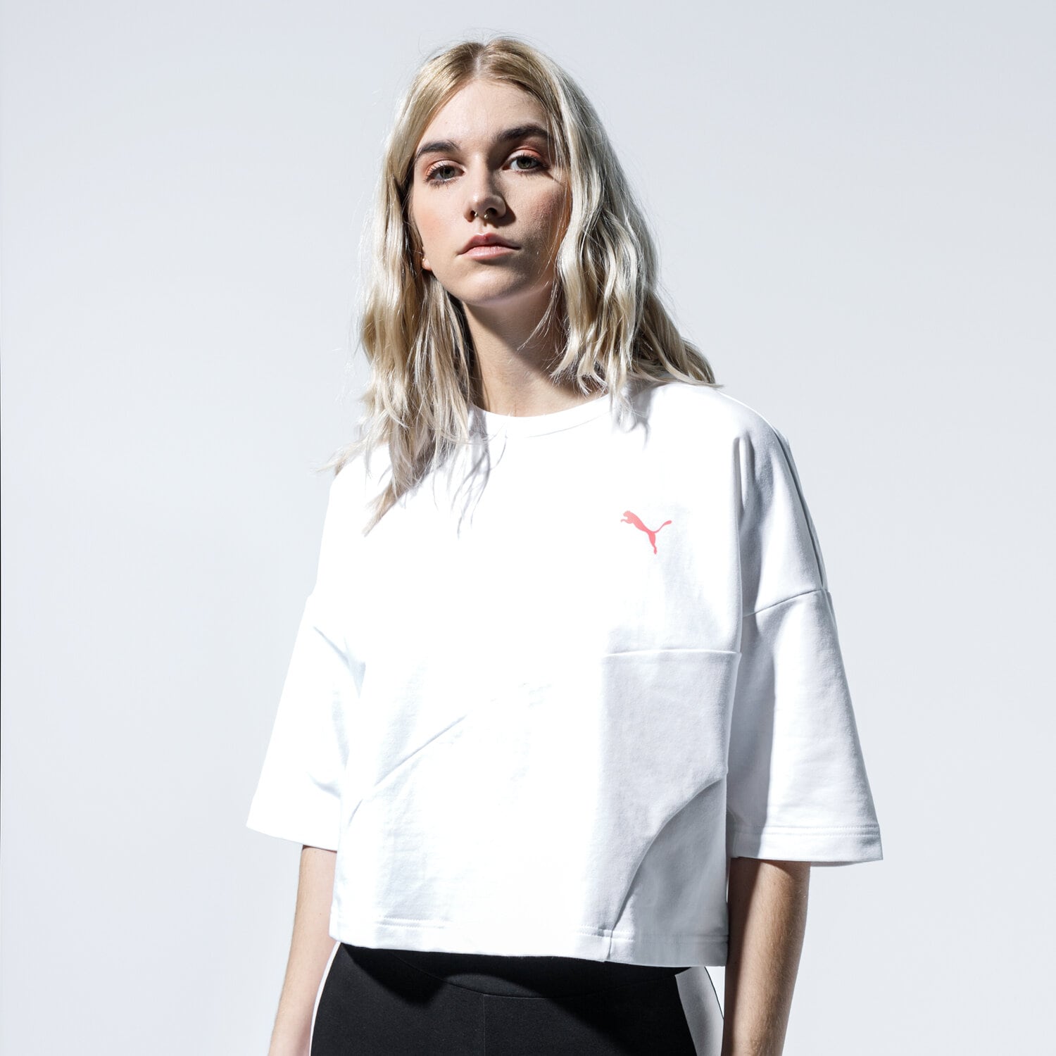 Damen T-Shirt PUMA T-SHIRT EVIDE FORM STRIPE CROP TEE 59629802 Weiß