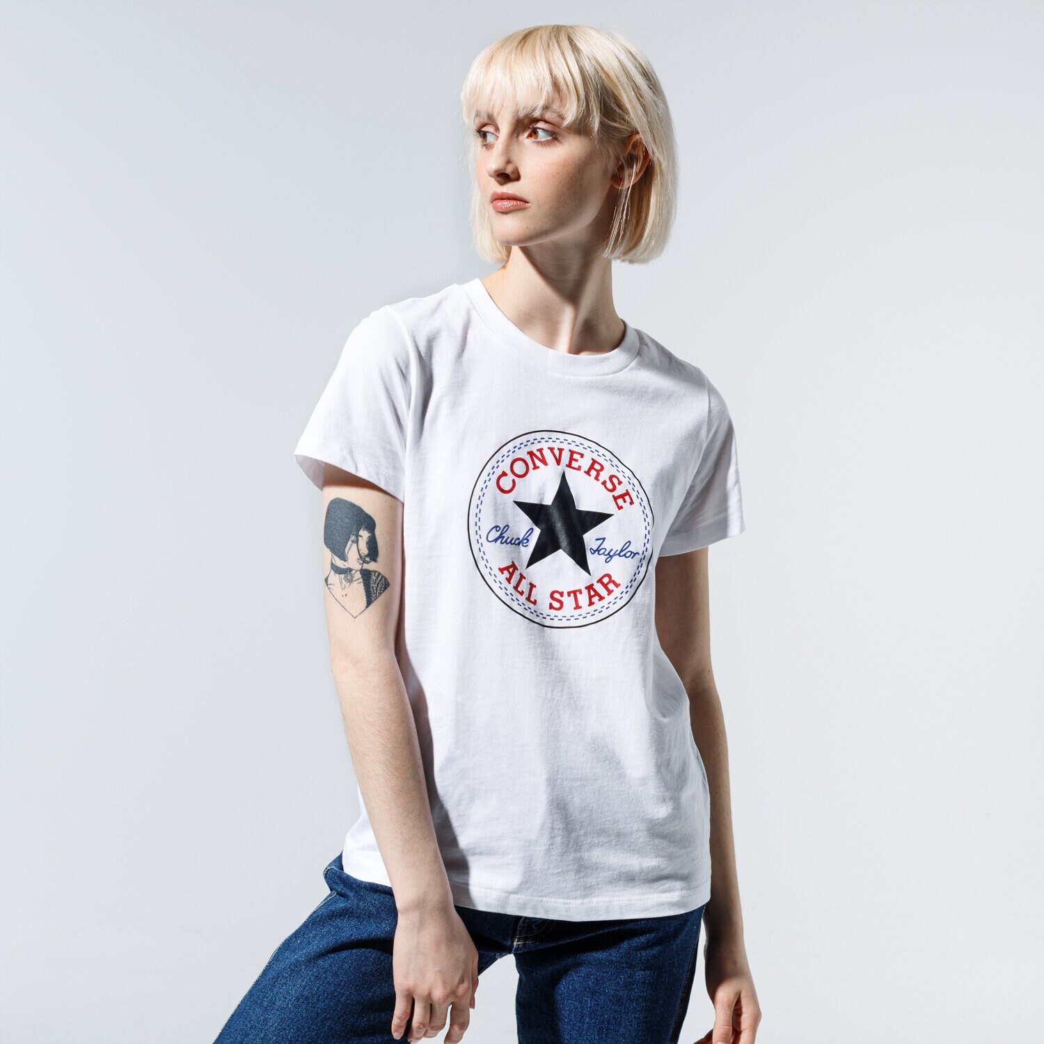 Damen T-Shirt CONVERSE T-SHIRT CHUCK PATCH NOVA TEE 10017759-A04 Weiß