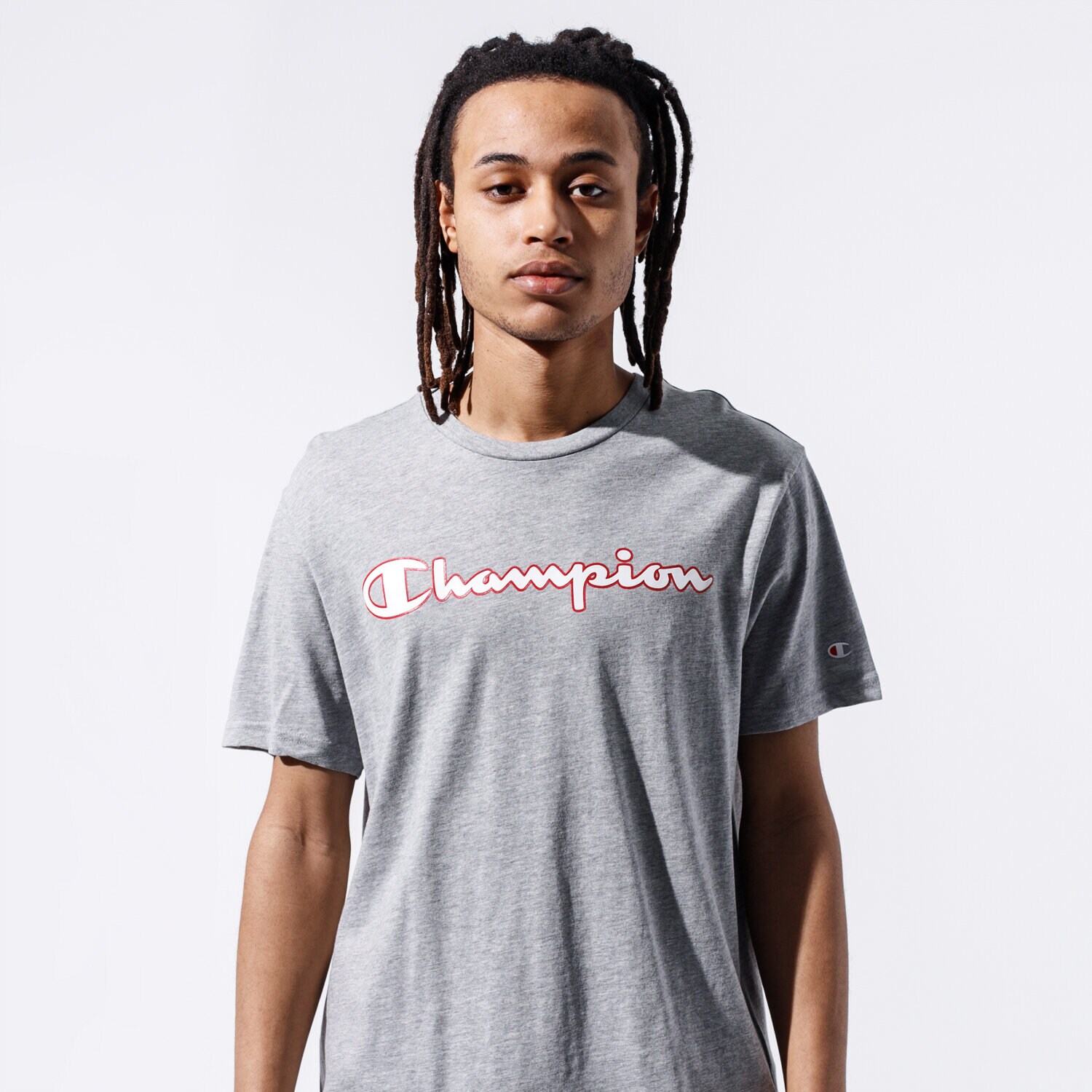 Herren T-Shirt CHAMPION T-SHIRT LOGO TEE 215280EM006 Grau