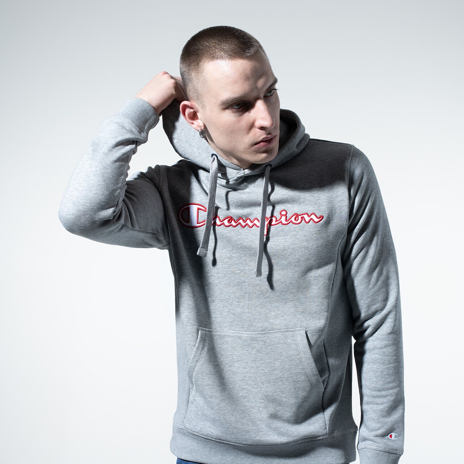 Herren CHAMPION HOODIE LOGO HOODY 215496EM006 Grau