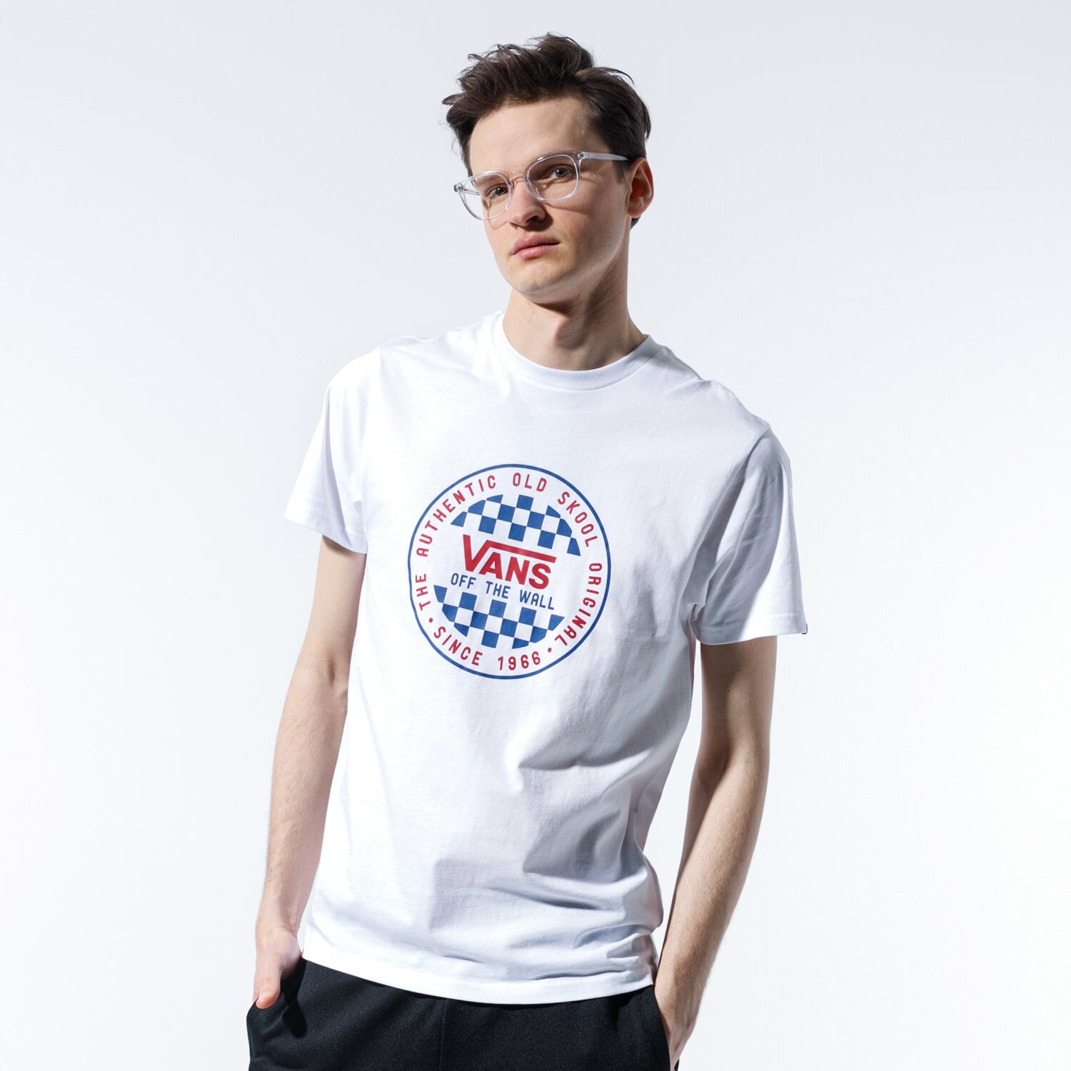 Herren T-Shirt VANS T-SHIRT OG CHECKER SS VN0A49SYWHT1 Weiß