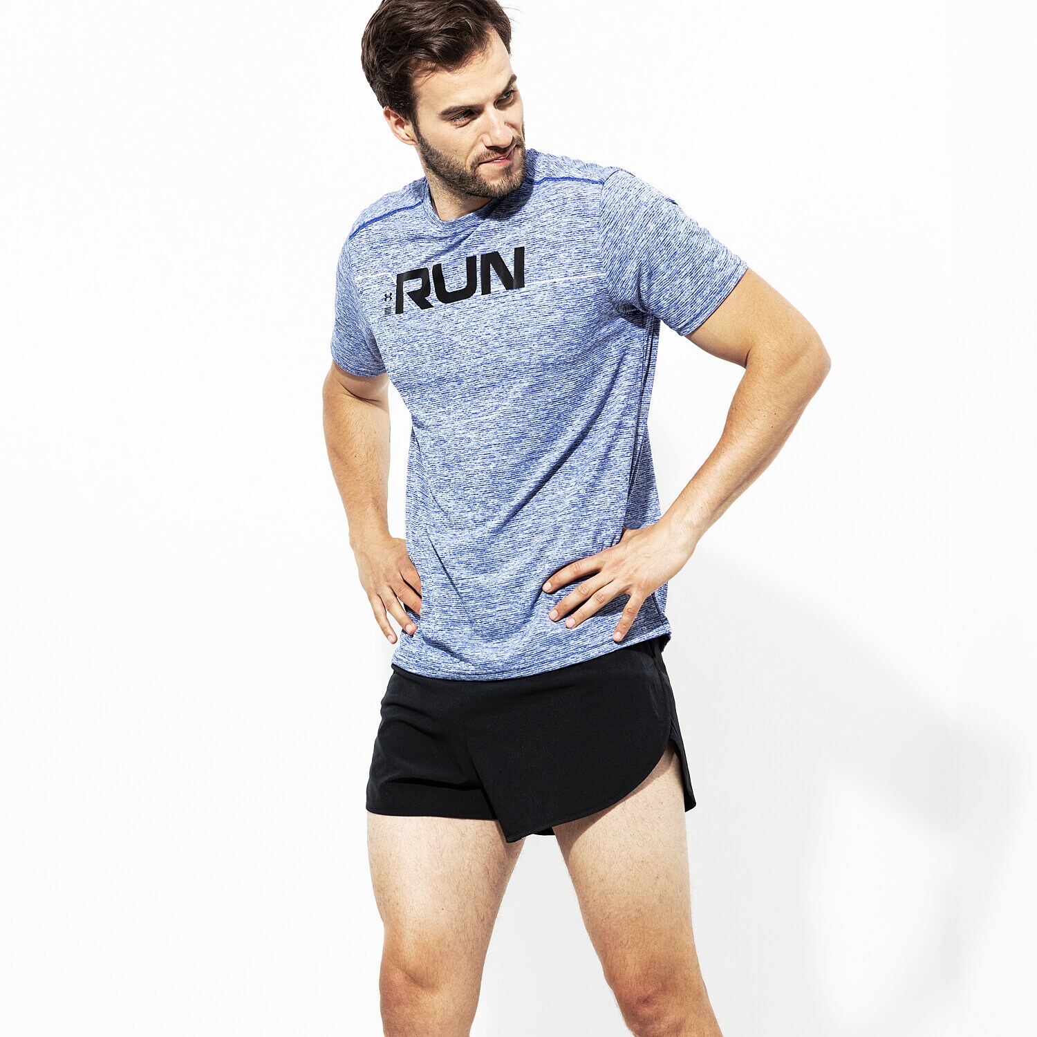 Herren T-Shirt UNDER ARMOUR T-SHIRT SS RUN FRONT GRAPHIC SS 1316844-574 Blau