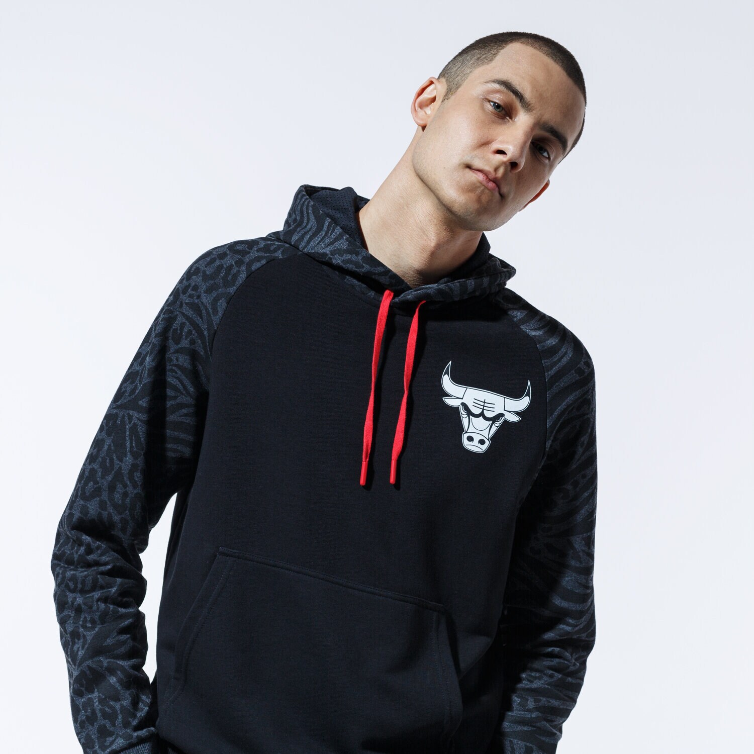 Herren NEW ERA HOODIE NBA PRINT PANEL HOODY CHIBUL BLK 12369773 Schwarz