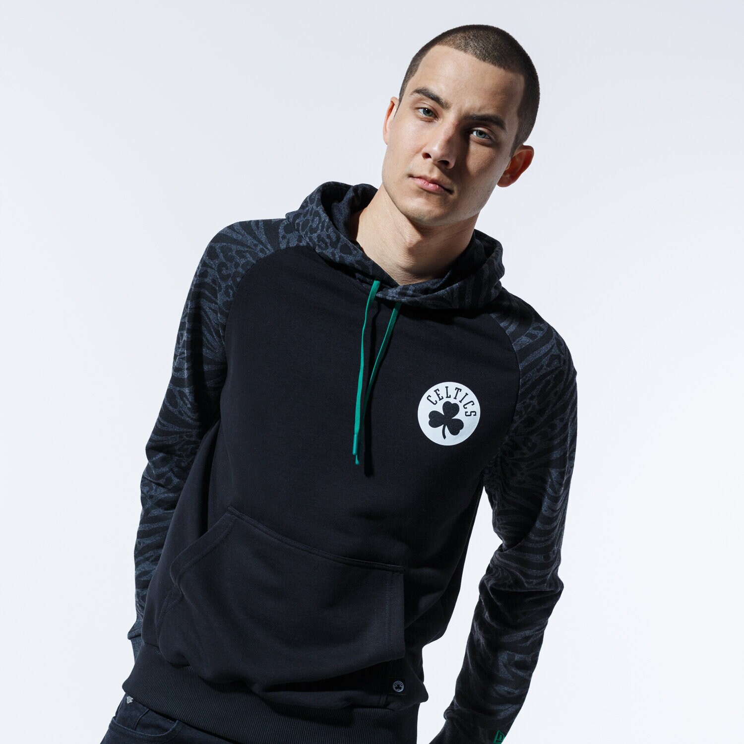 Herren NEW ERA HOODIE NBA PRINT PANEL HOODY BOSCEL BLK 12369774 Schwarz