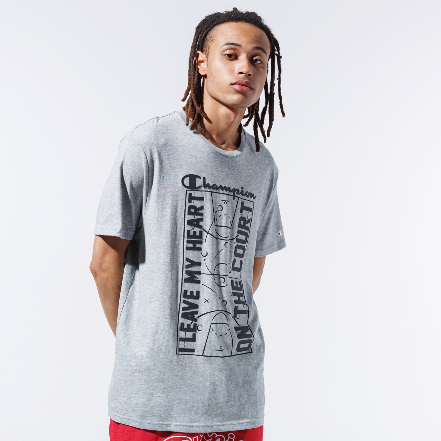 Herren T-Shirt CHAMPION T-SHIRT COURT TEE 215492EM006 Grau