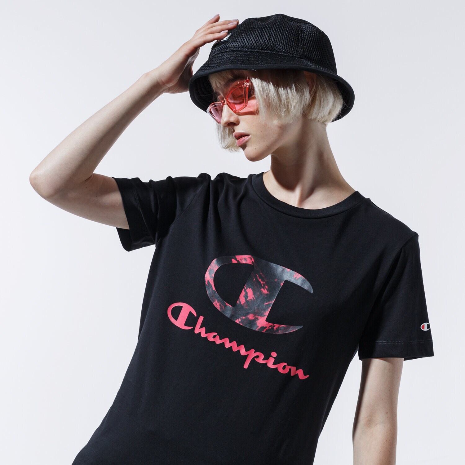 Damen T-Shirt CHAMPION T-SHIRT LADY PRINTED LOGO TEE 113699KK001 Schwarz