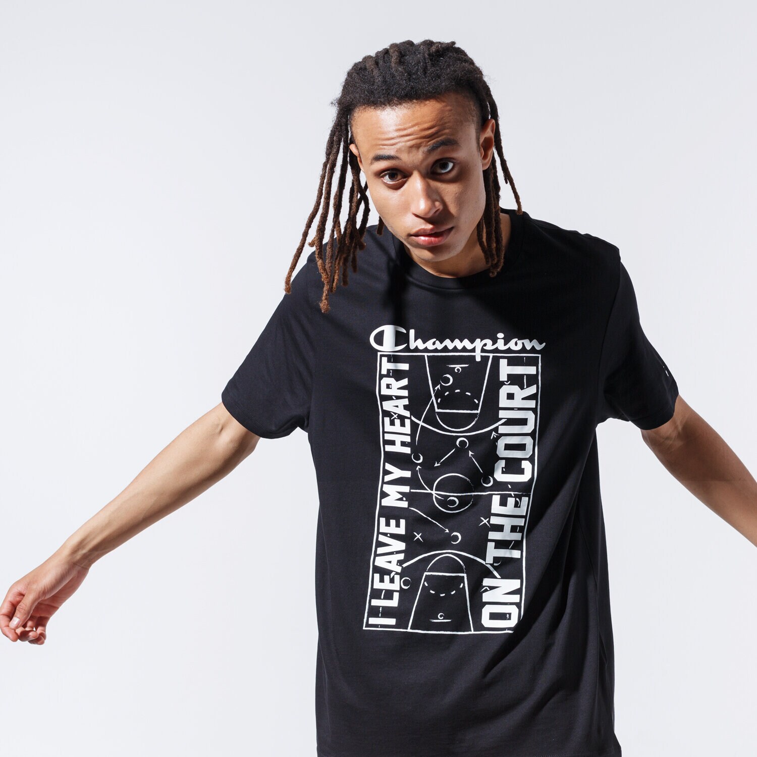 Herren T-Shirt CHAMPION T-SHIRT COURT TEE 215492KK001 Schwarz