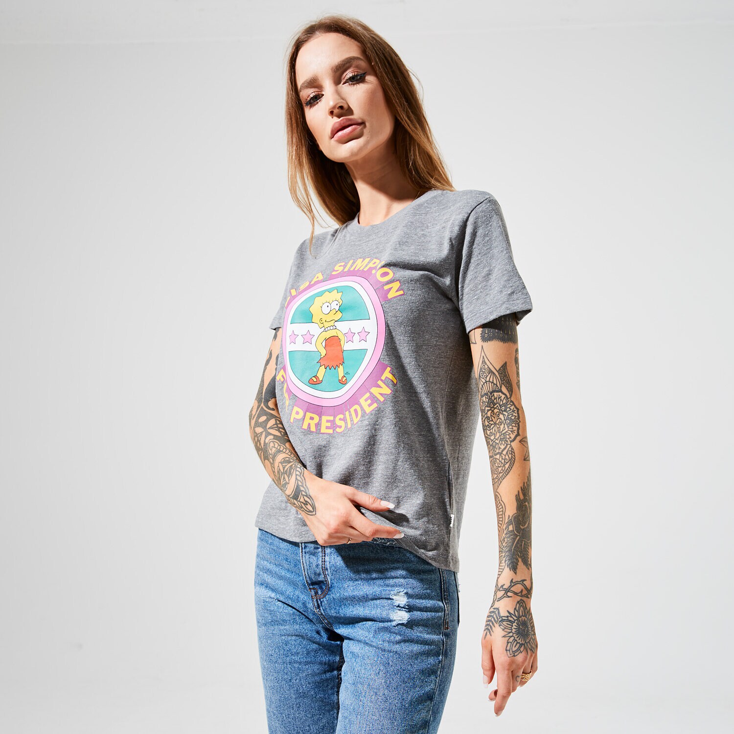 Damen T-Shirt VANS T-SHIRT VANS X THE SIMPSONS LISA TEE VN0A4V4B17G Grau