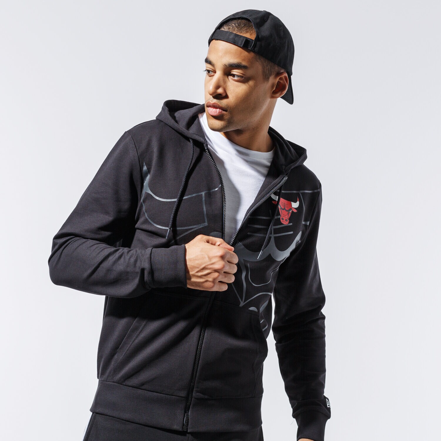Herren NEW ERA HOODIE NBA BIG LOGO FULL ZIP HOODY CHIBUL BLK 12485691