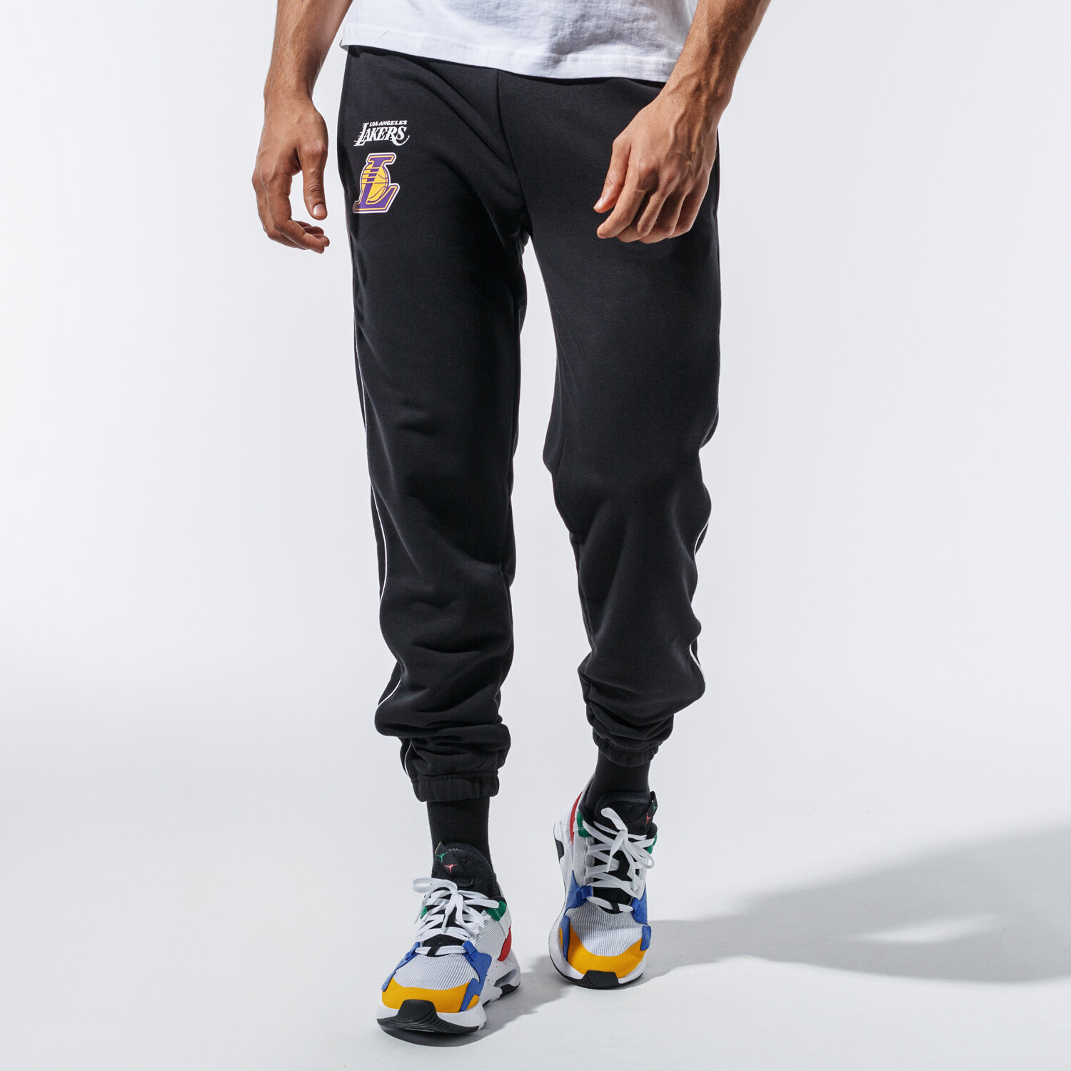 Herren Hosen NEW ERA HOSE NBA STRIPE PIPING JOGGER LOSLAK BLK 11904443 Schwarz
