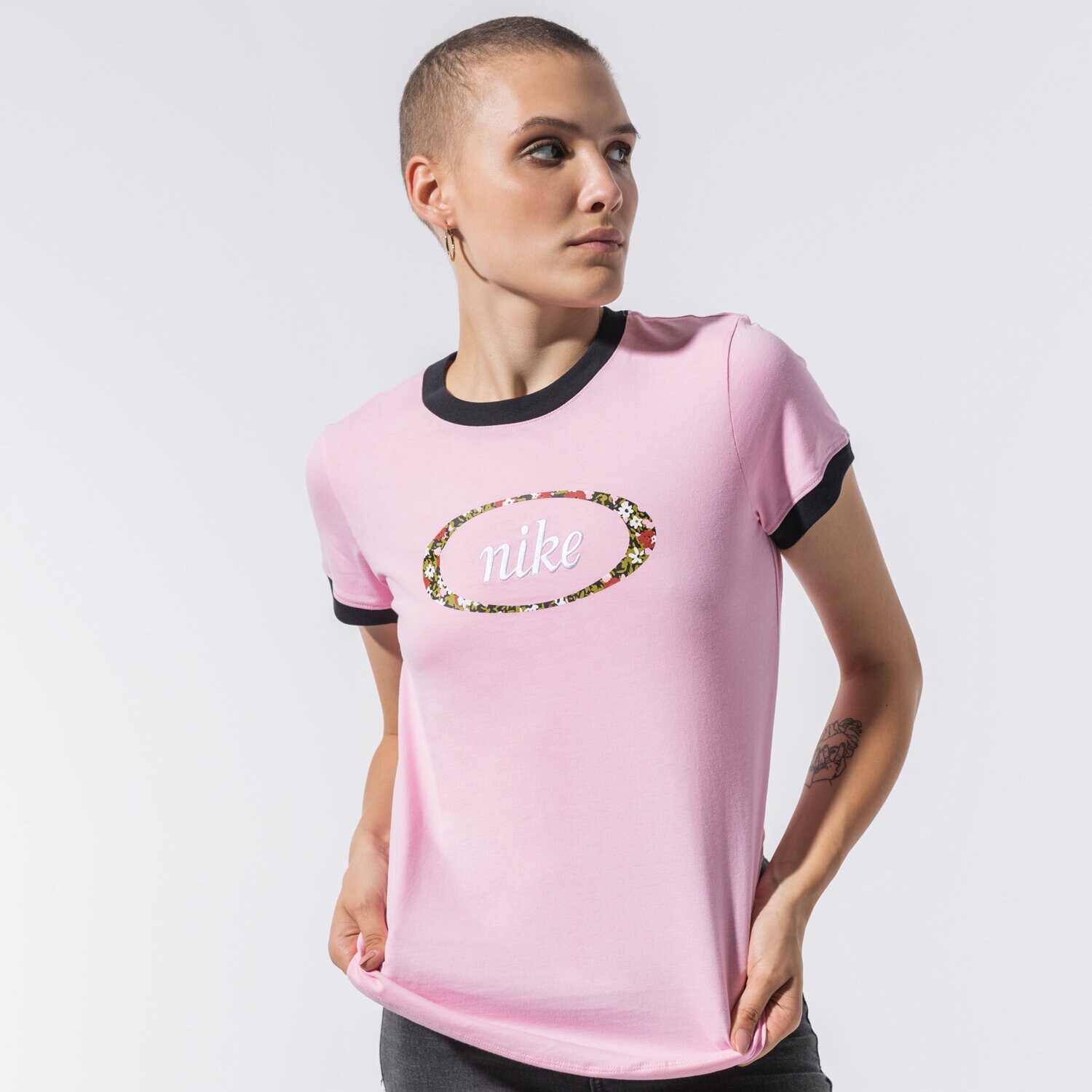 Damen T-Shirt NIKE T-SHIRT W NSW TEE FEMME RINGER CV3763-654 Rosa