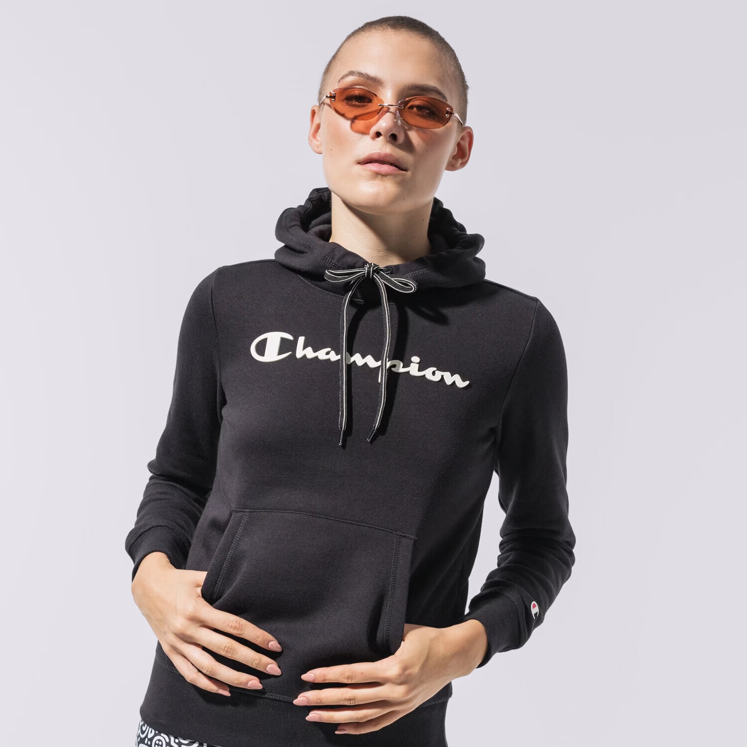 Damen CHAMPION HOODIE HOODED SWEATSHIRT 113207KK001 Schwarz