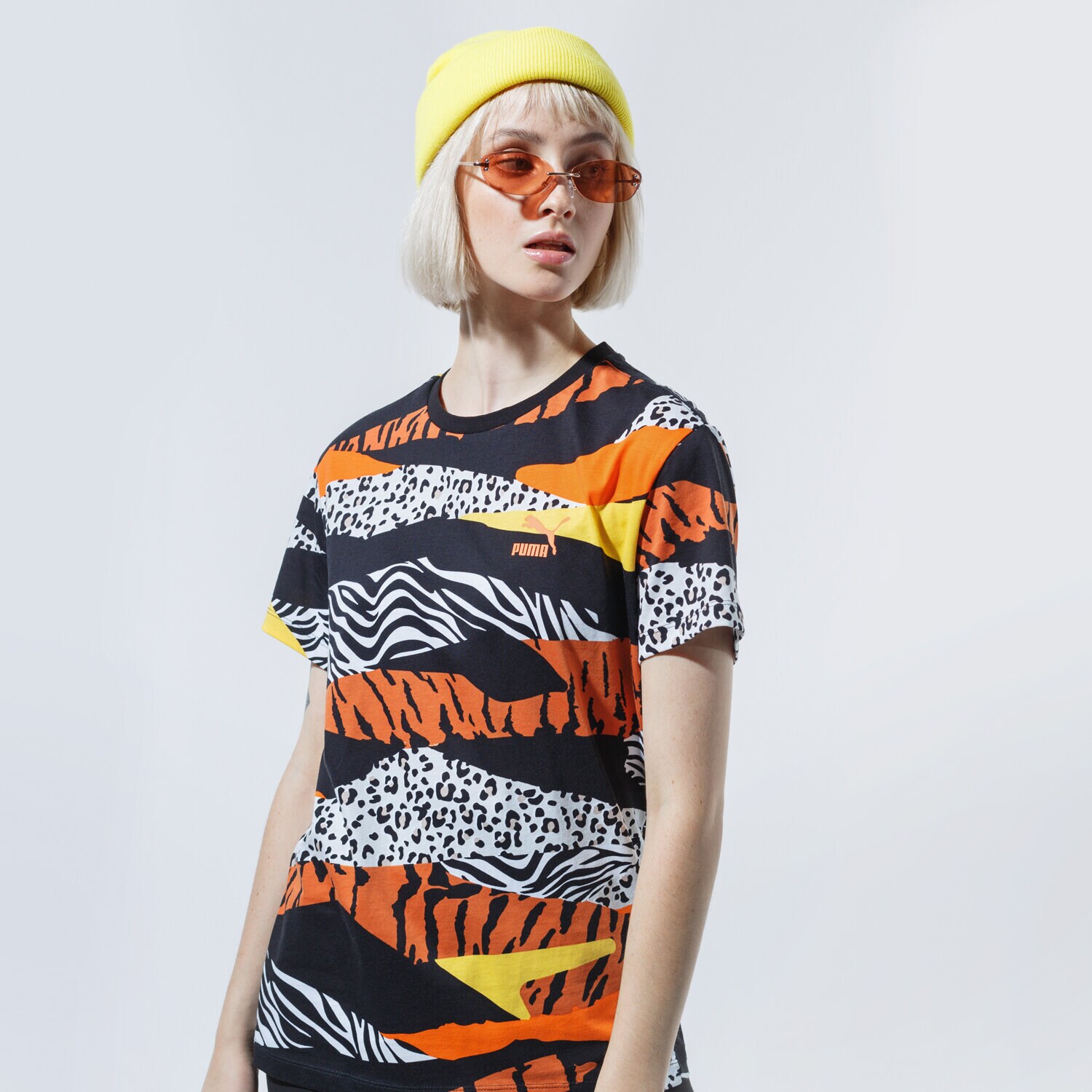 Damen T-Shirt PUMA T-SHIRT CLASSICS AOP LOGO TEE 59772488 Multicolor