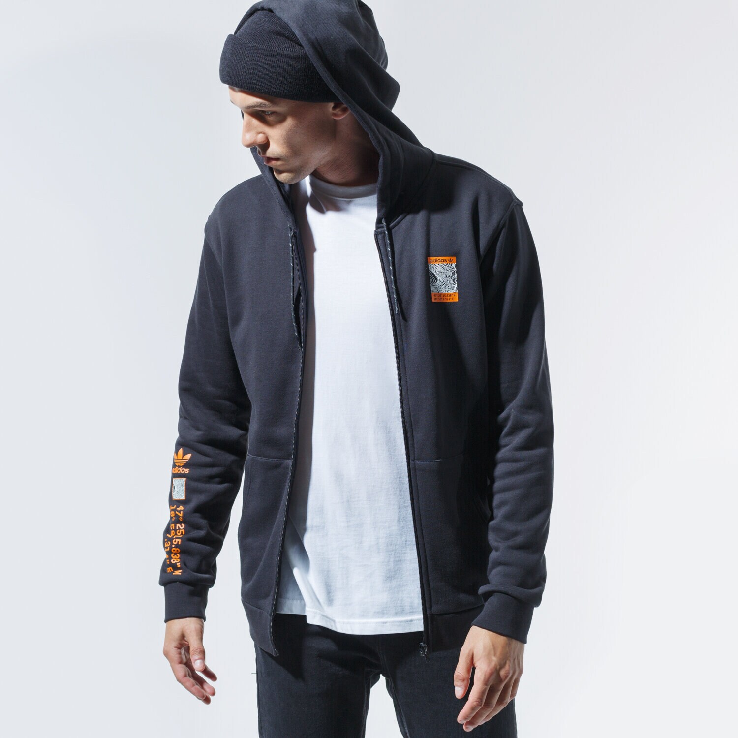 Herren ADIDAS SWEATSHIRT MIT REIßVERSCHLUSS ADV LOGO FZH GD5985 Schwarz
