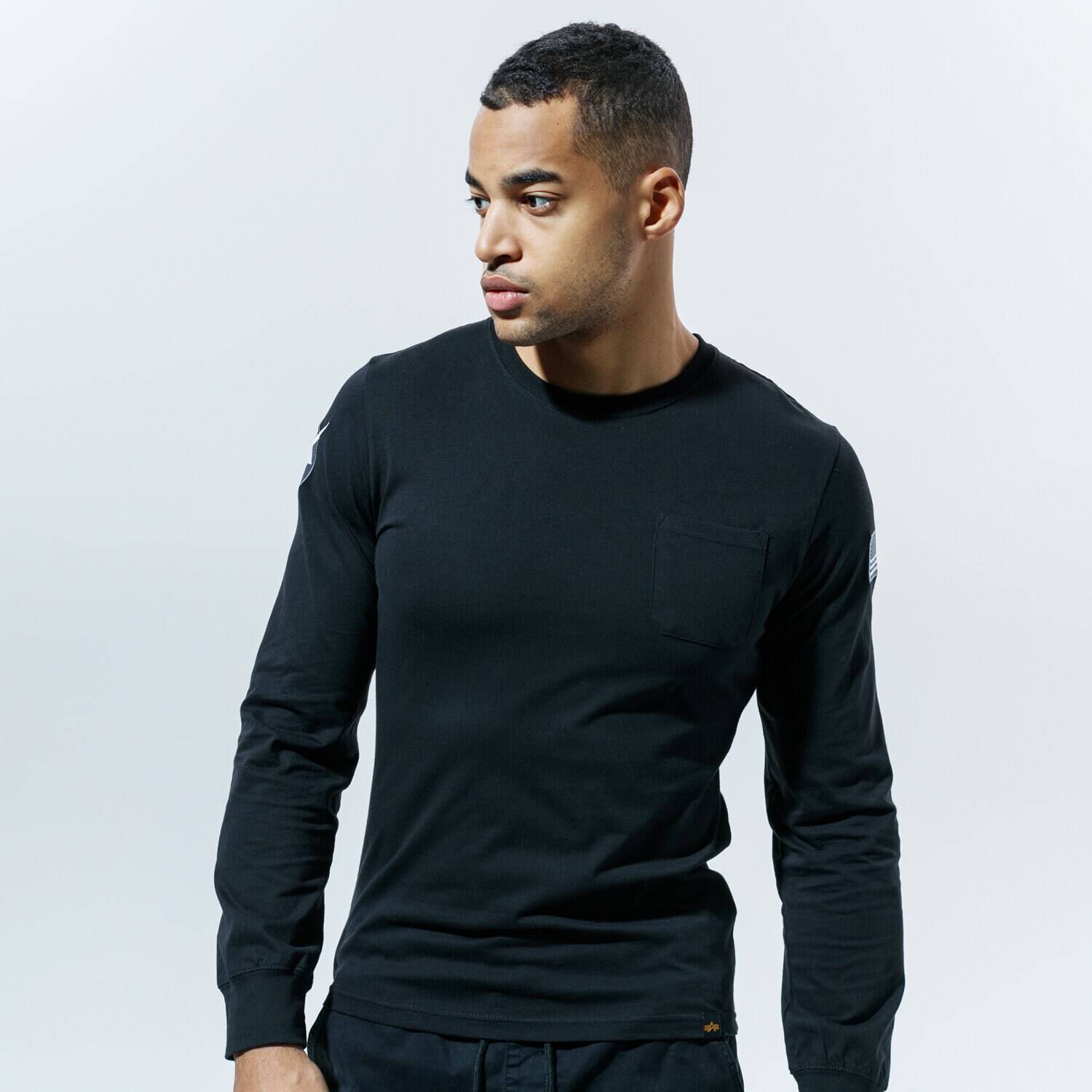 Herren T-Shirt ALPHA INDUSTRIES T-SHIRT NASA LS 17653203 Schwarz