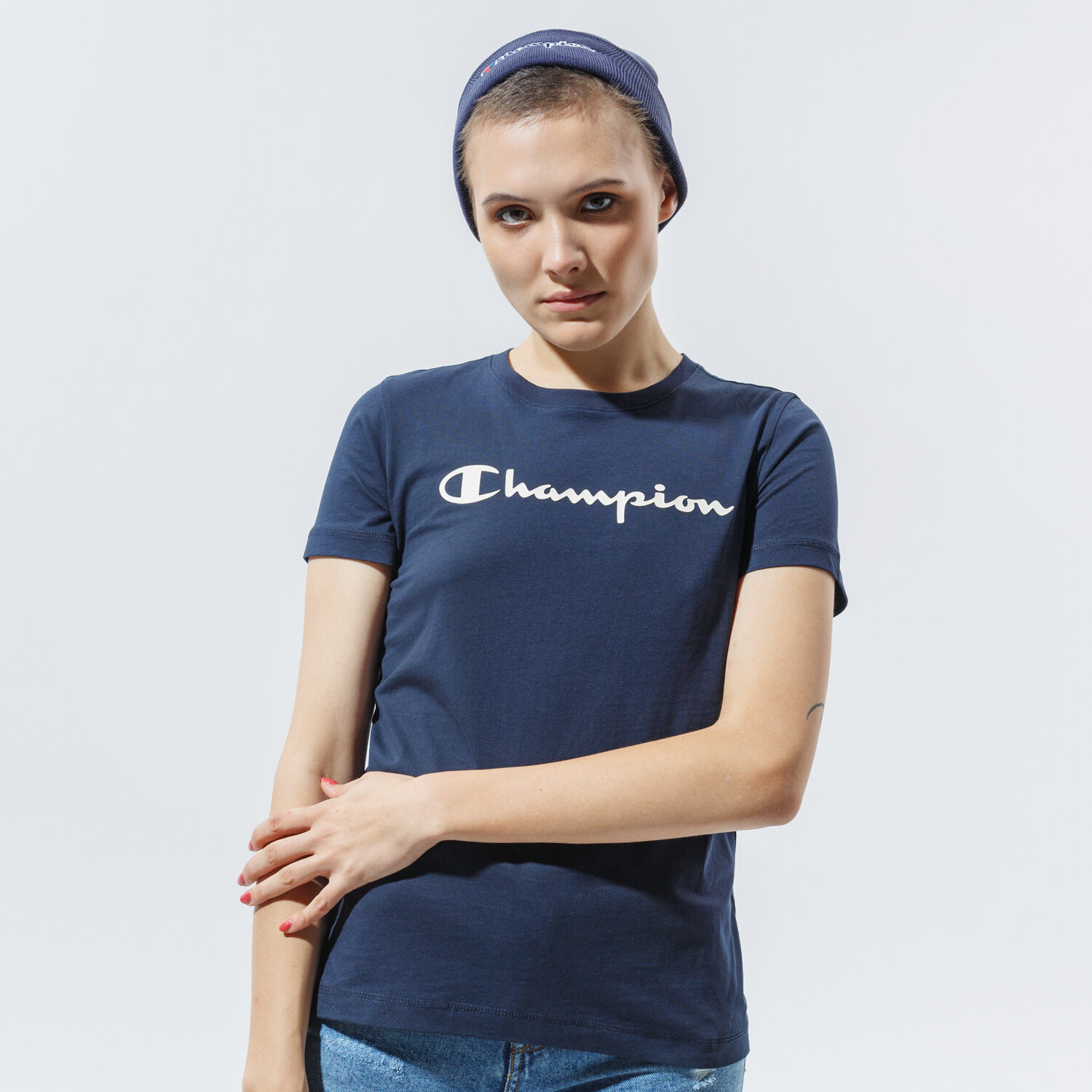 Damen T-Shirt CHAMPION T-SHIRT CREWNECK T-SHIRT 113223BS501 Dunkelblau