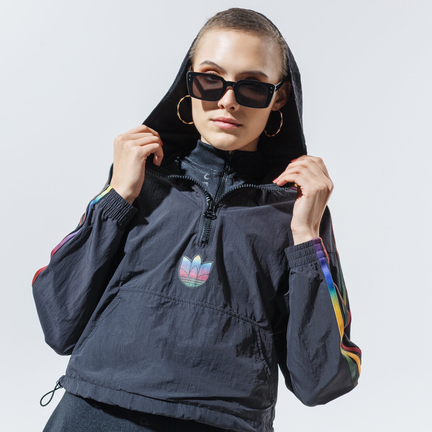 Damen ADIDAS HOODIE CROPPED HALFZIP GD2262 Schwarz