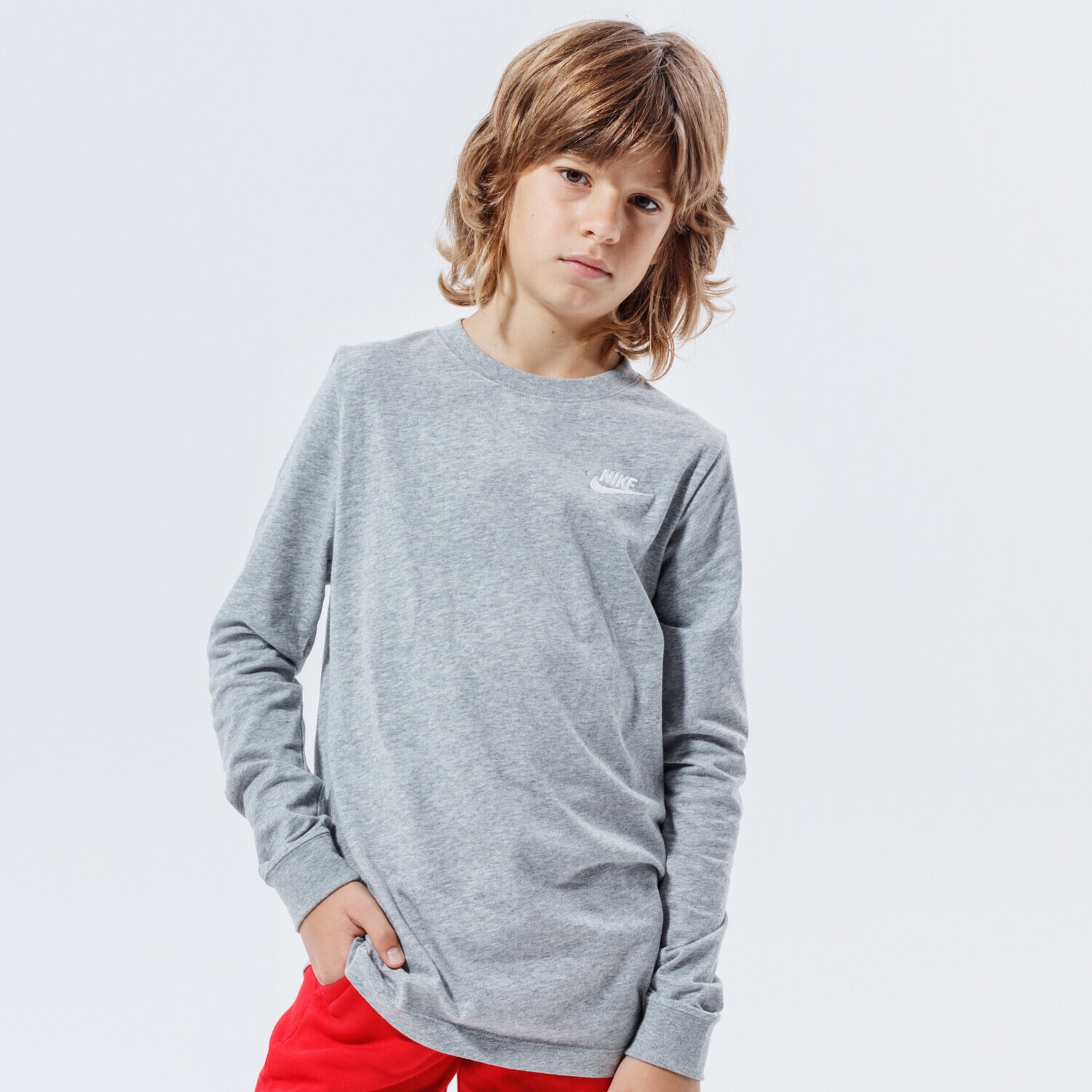 Kinder T-Shirt NIKE T-SHIRT B NSW TEE LS EMB FUTURA CZ1855-064 Grau