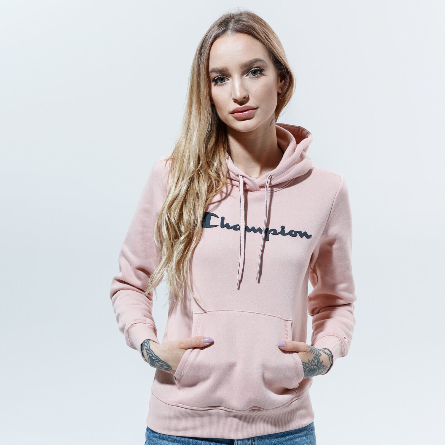 Damen CHAMPION HOODIE HOODED SWEATSHIRT 113207PS144 Rosa