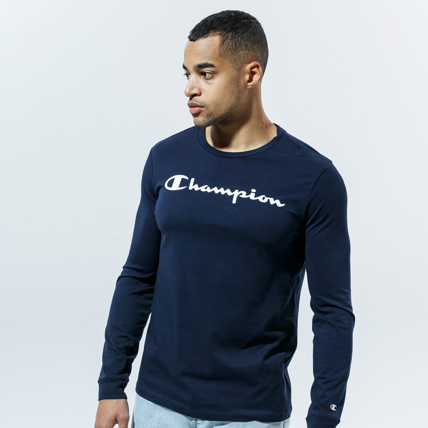 Herren T-Shirt CHAMPION T-SHIRT CREWNECK LONG SLEEVE T-SHIRT 214748BS501 Dunkelblau
