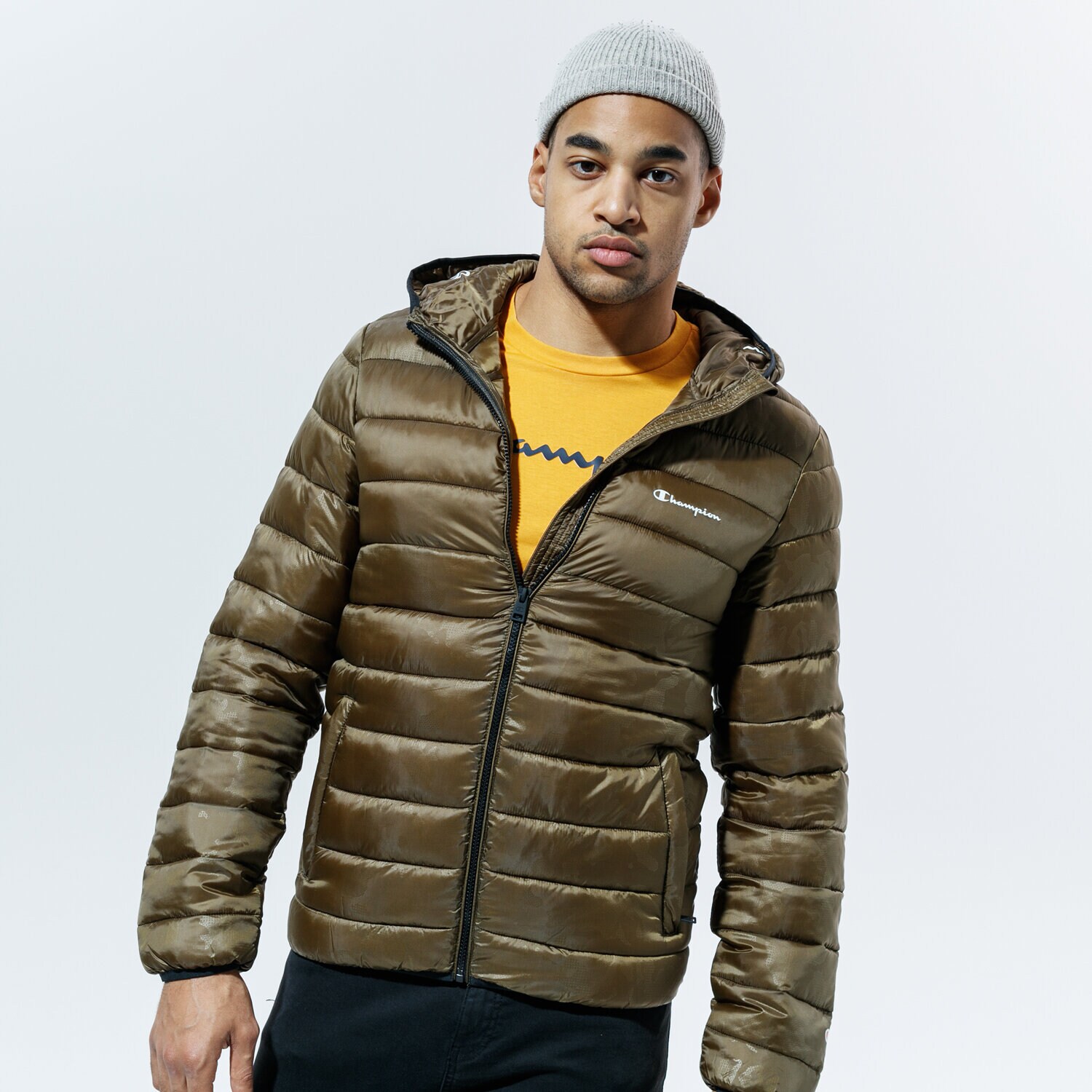 Herren Winterjacke CHAMPION JACKE WINTER HOODED JACKET 214869ML501 Khaki