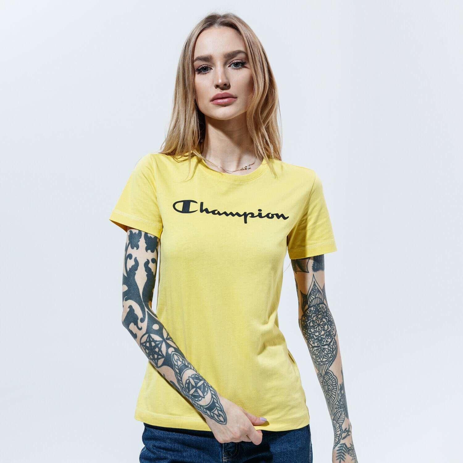 Damen T-Shirt CHAMPION T-SHIRT CREWNECK T-SHIRT 113223YS087 Gelb