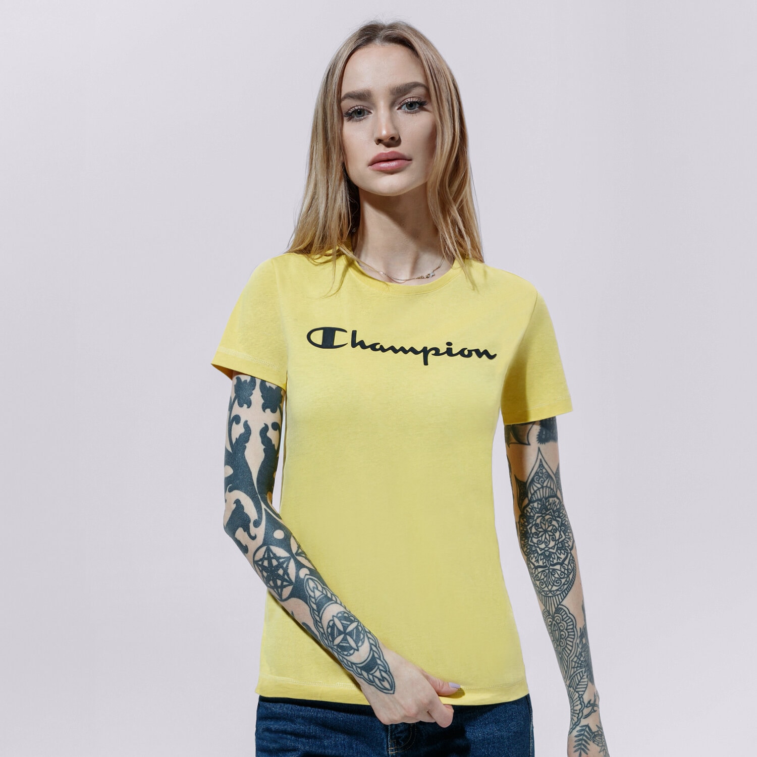 Damen T-Shirt CHAMPION T-SHIRT CREWNECK T-SHIRT 113223YS087 Gelb