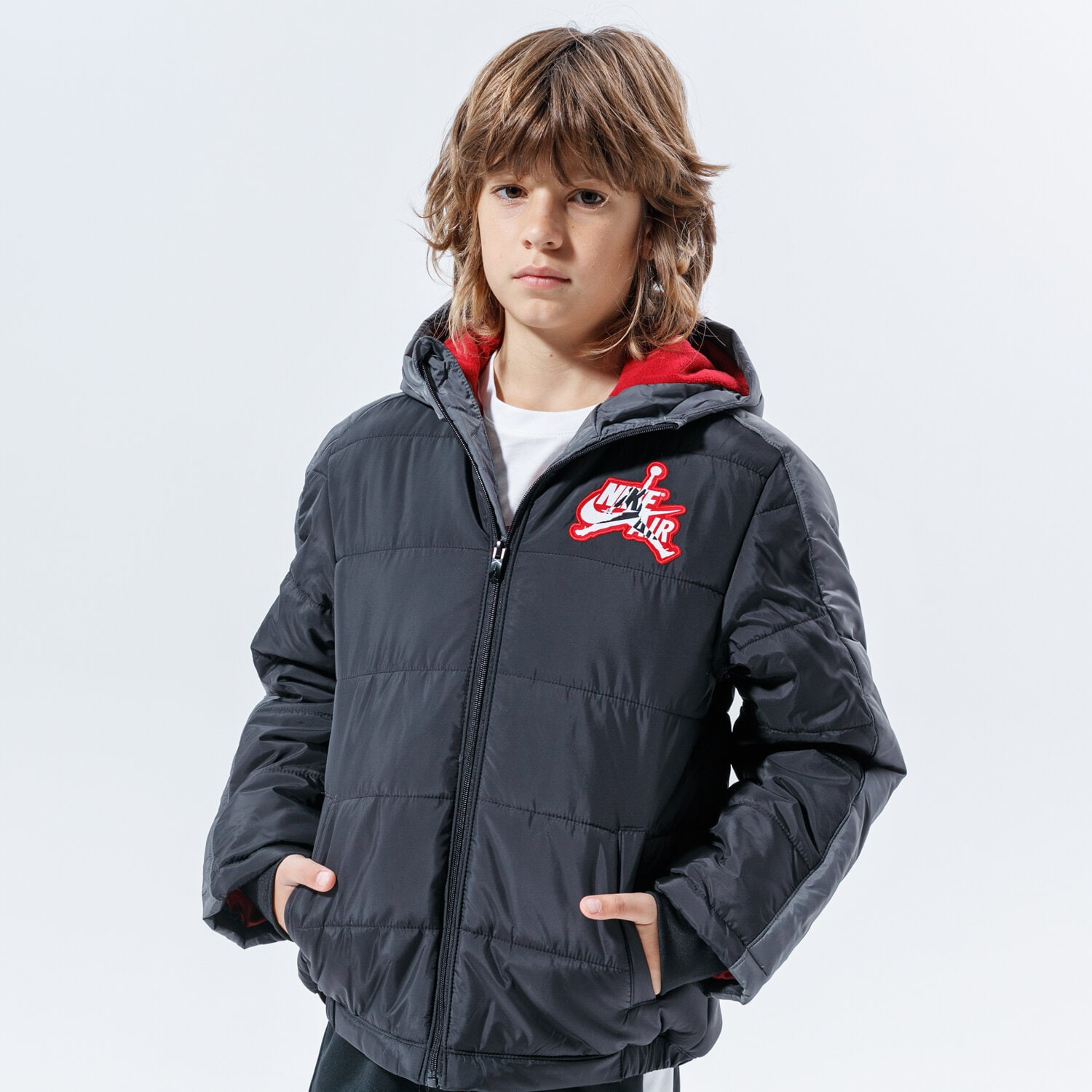 Kinder Übergangsjacke JORDAN SWEATSHIRT MIT REIßVERSCHLUSS Z   KAPTUREM JUMPMAN CL 957917-023 Schwarz