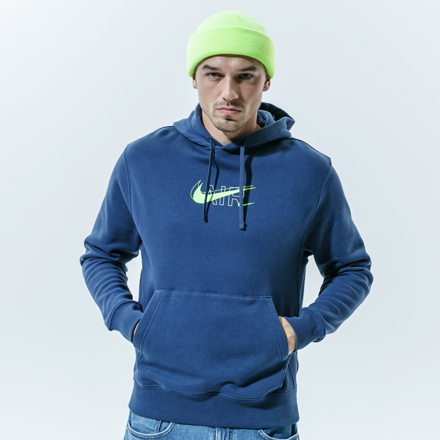 Herren NIKE HOODIE M NSW HOODIE PO AIR PRNT PACK DD9694-410 Dunkelblau