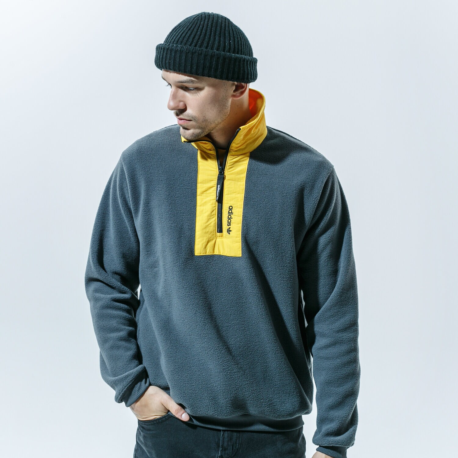 Herren ADIDAS SWEATSHIRT ADV BLOCK FLE GD5600 Grau