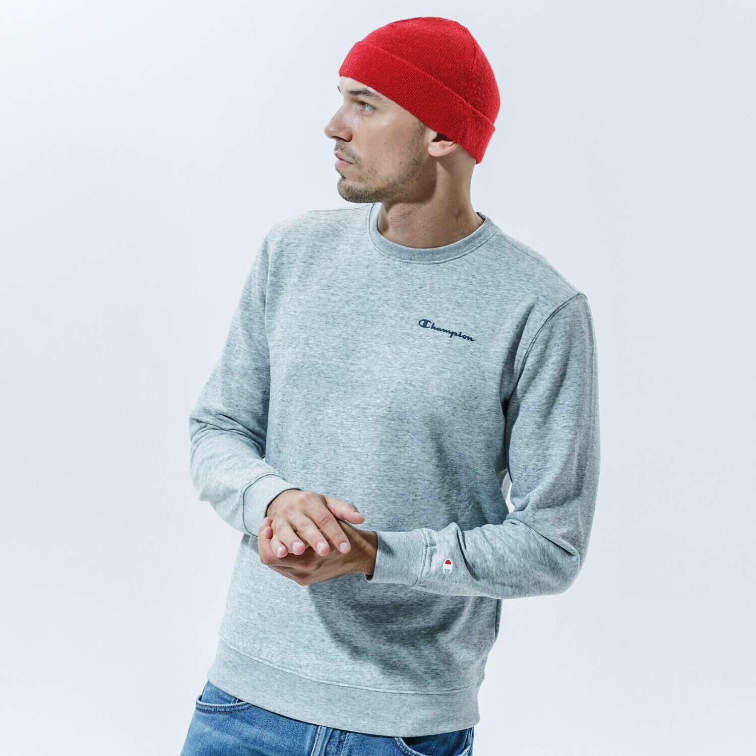 Herren CHAMPION SWEATSHIRT CREWNECK SWEATSHIRT 214750EM021 Grau