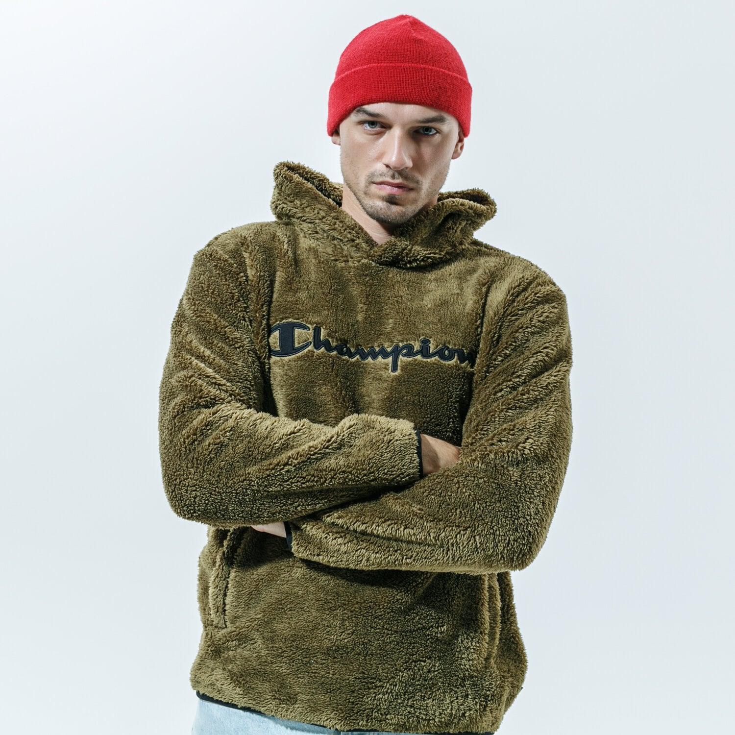 Herren CHAMPION HOODIE HOODED TOP 214973MS549 Khaki
