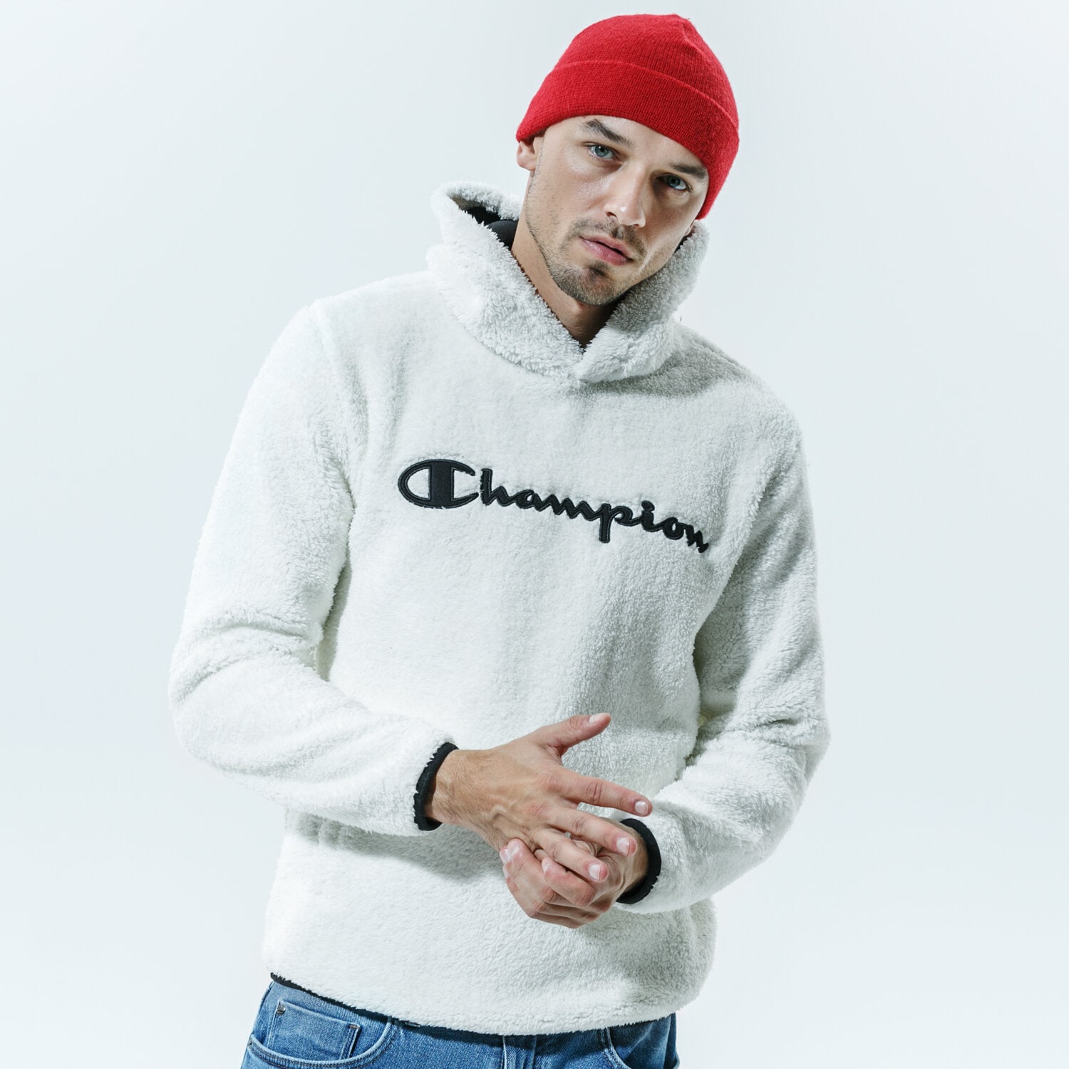 Herren CHAMPION HOODIE HOODED TOP FLEECESHIRT 214973WW005 Beige