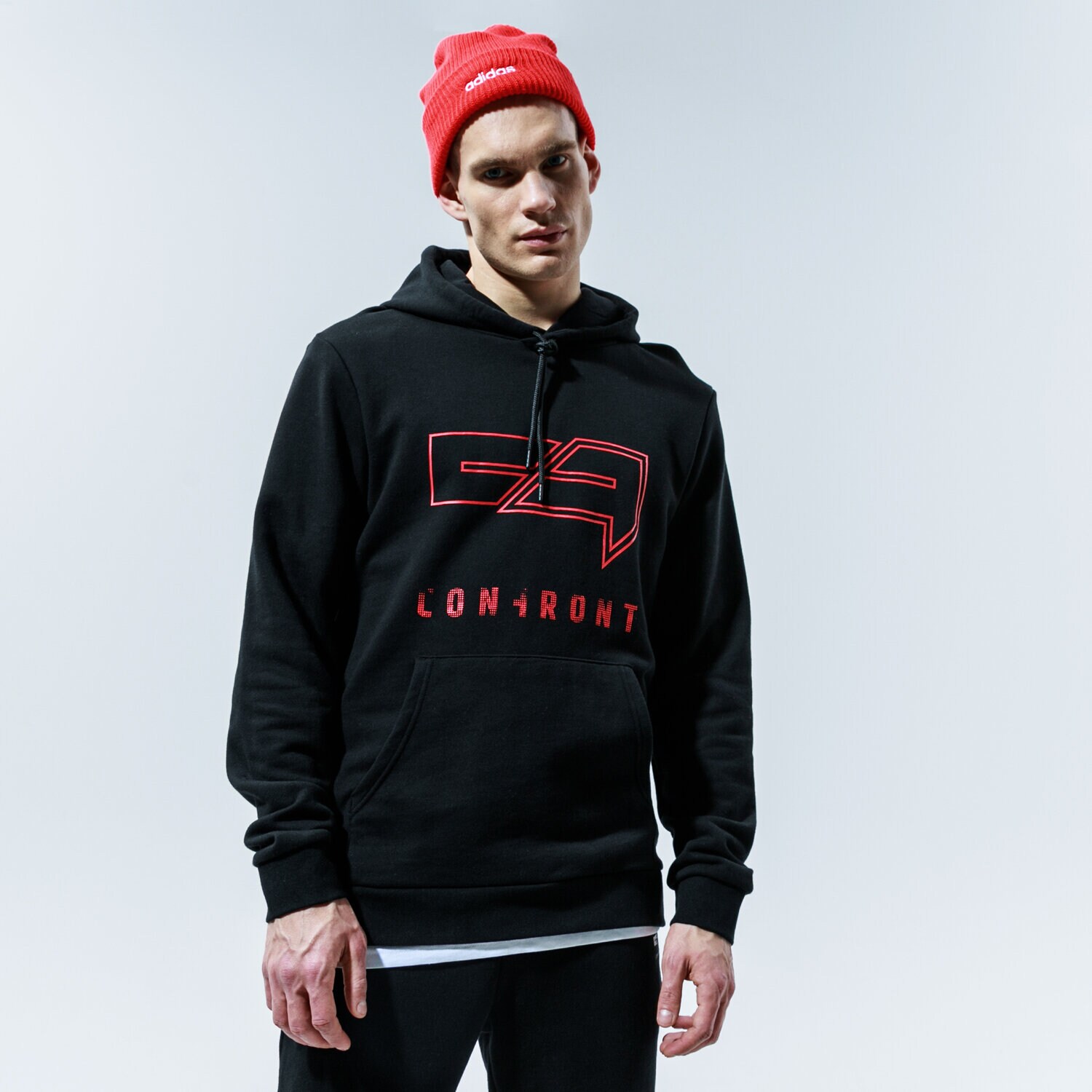 Herren CONFRONT HOODIE BIG LOGO HOODY CF320BLM38001 Schwarz